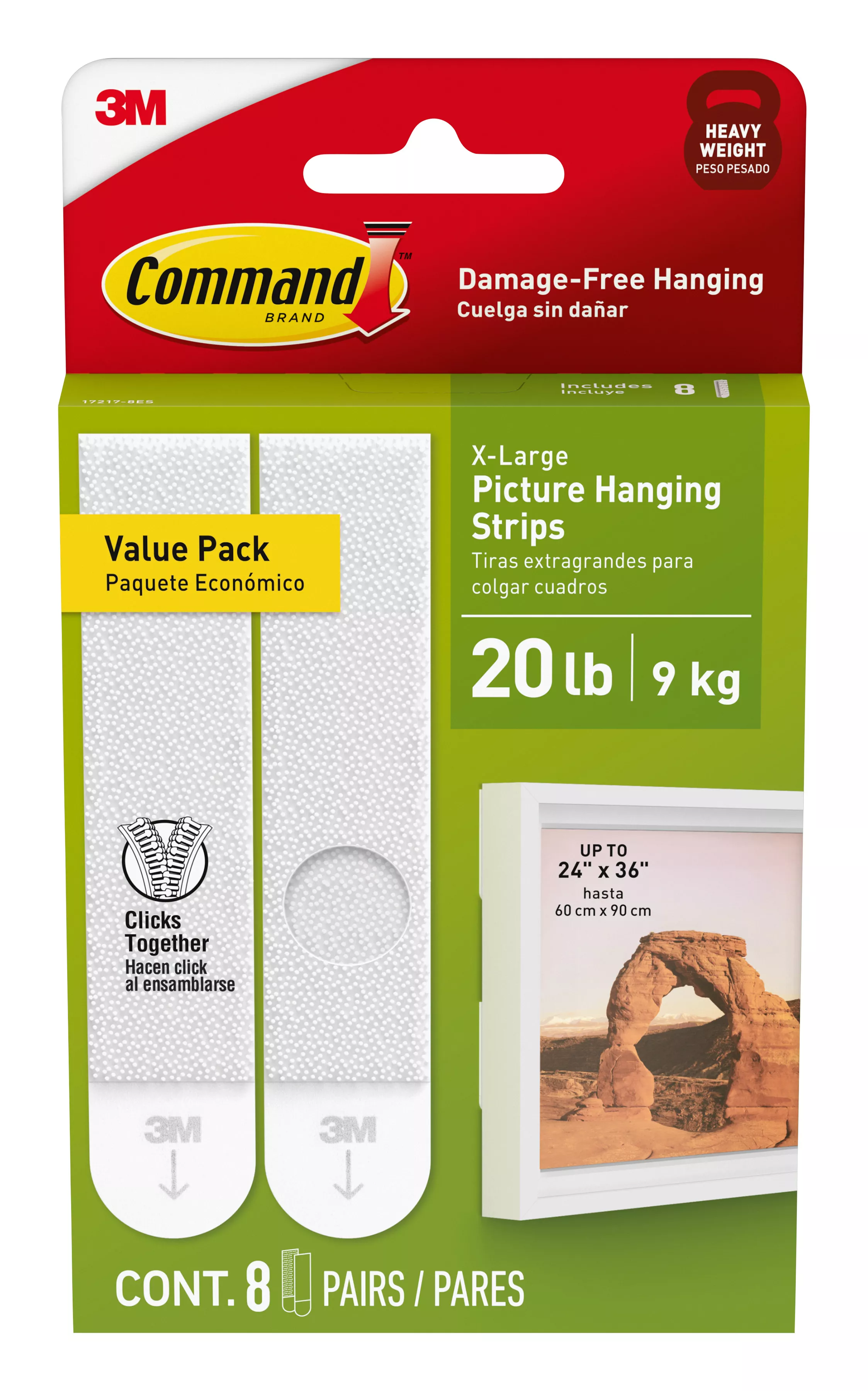 SKU 7100276836 | Command™ 20 lb White Picture Hanging Strips 17217-8ES