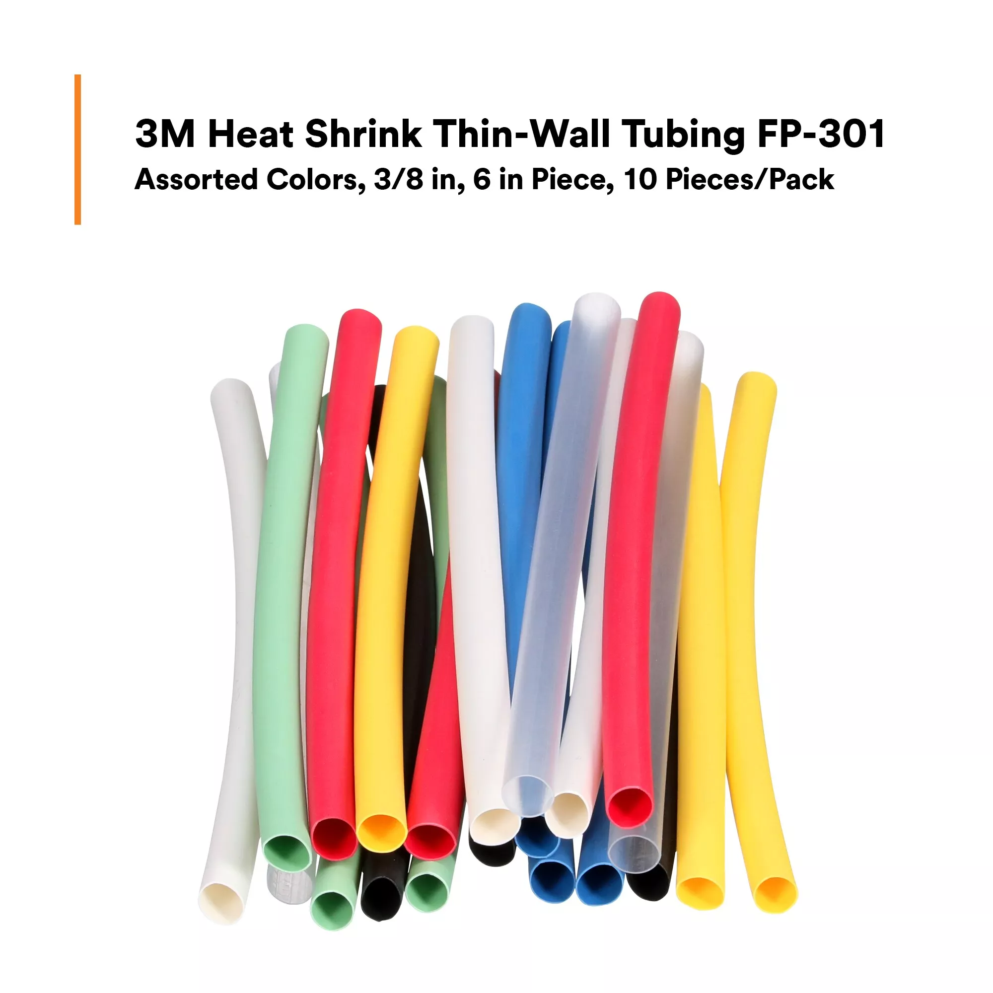 SKU 7000132602 | 3M™ Heat Shrink Tubing Assortment Pack FP-301-3/8-Assort: 6 in length pieces