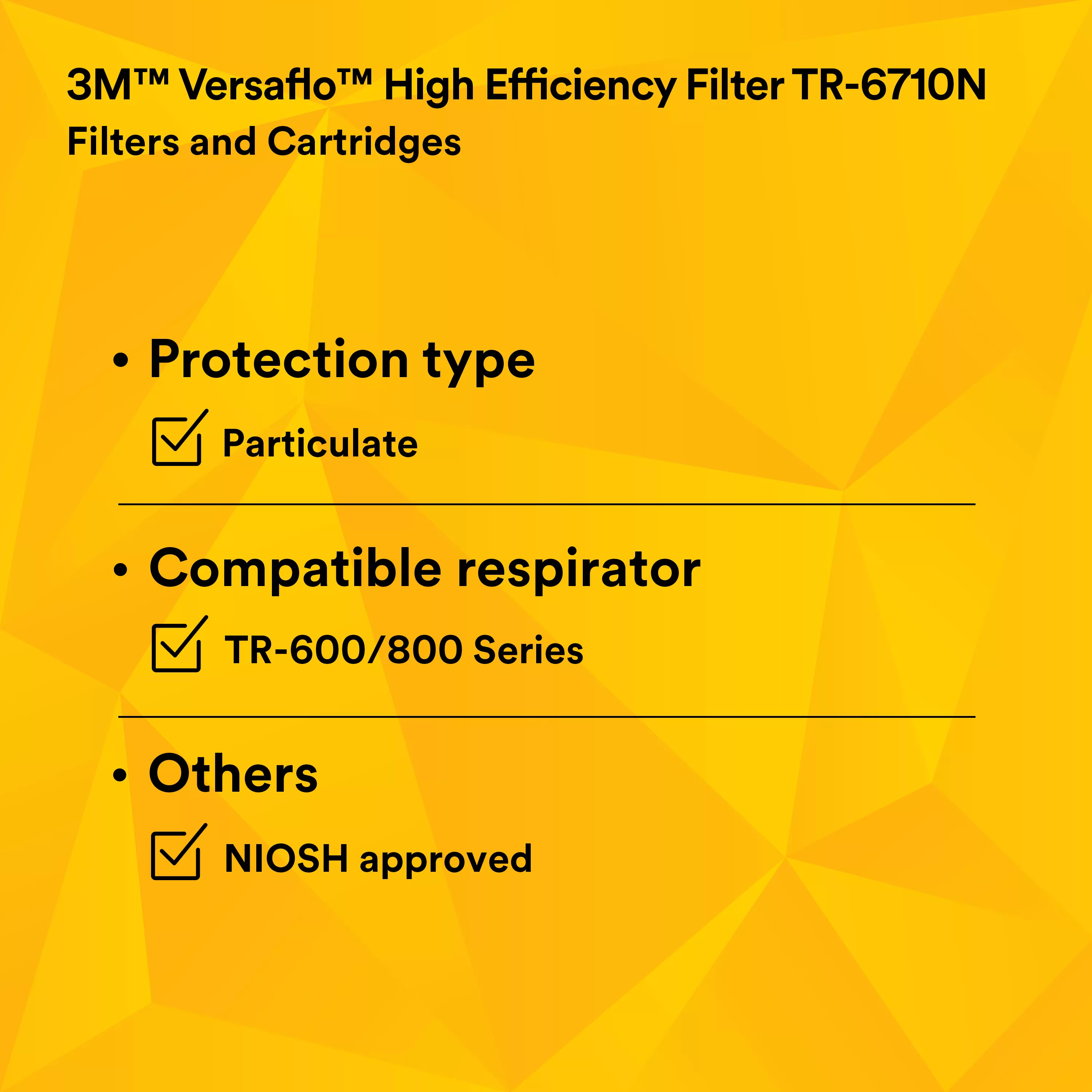 SKU 7100028247 | 3M™ Versaflo™ High Efficiency Filter TR-6710N-5 / 37357(AAD)