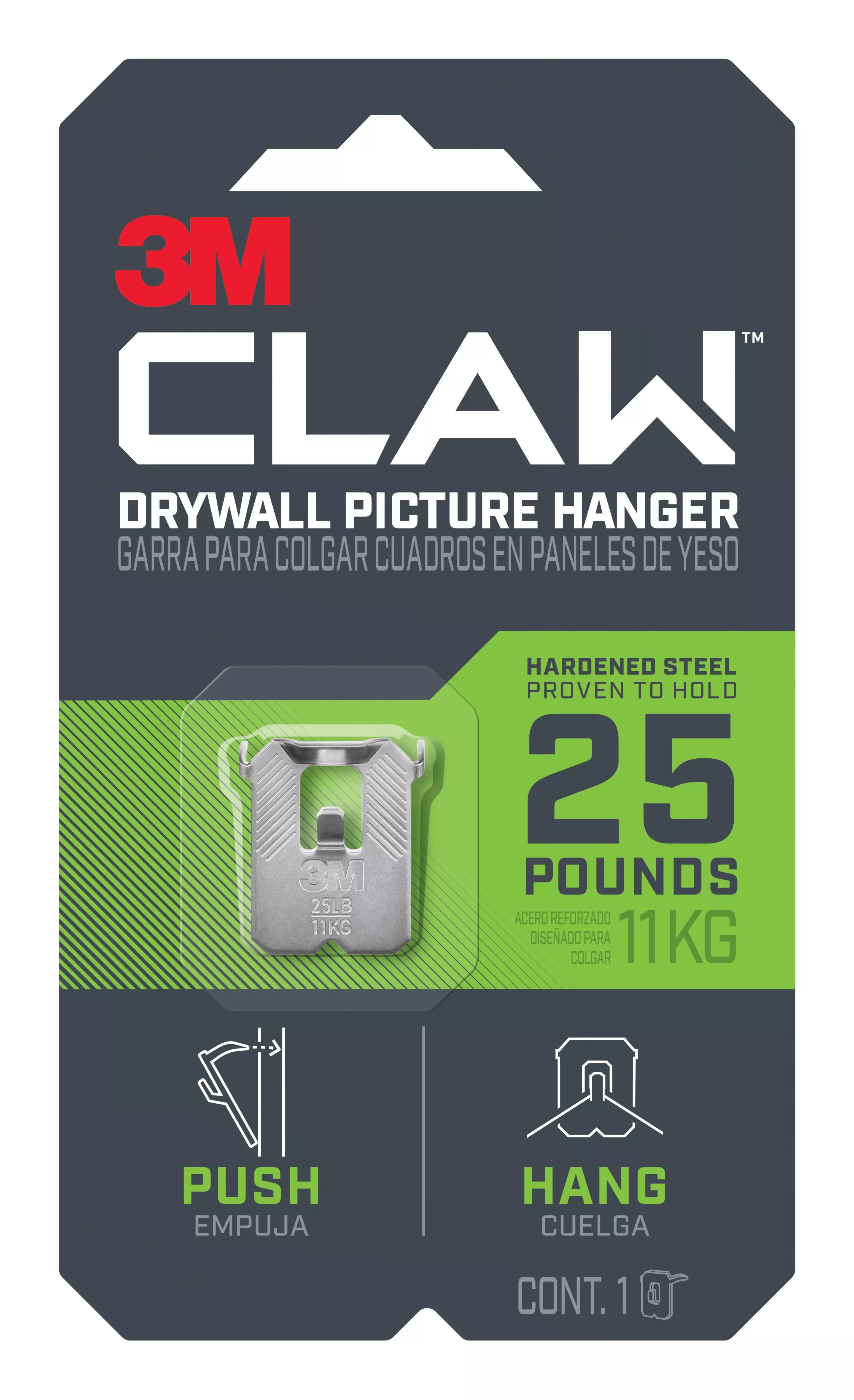 SKU 7100227276 | 3M CLAW™ Drywall Picture Hanger 25 lb 3PH25-1EF