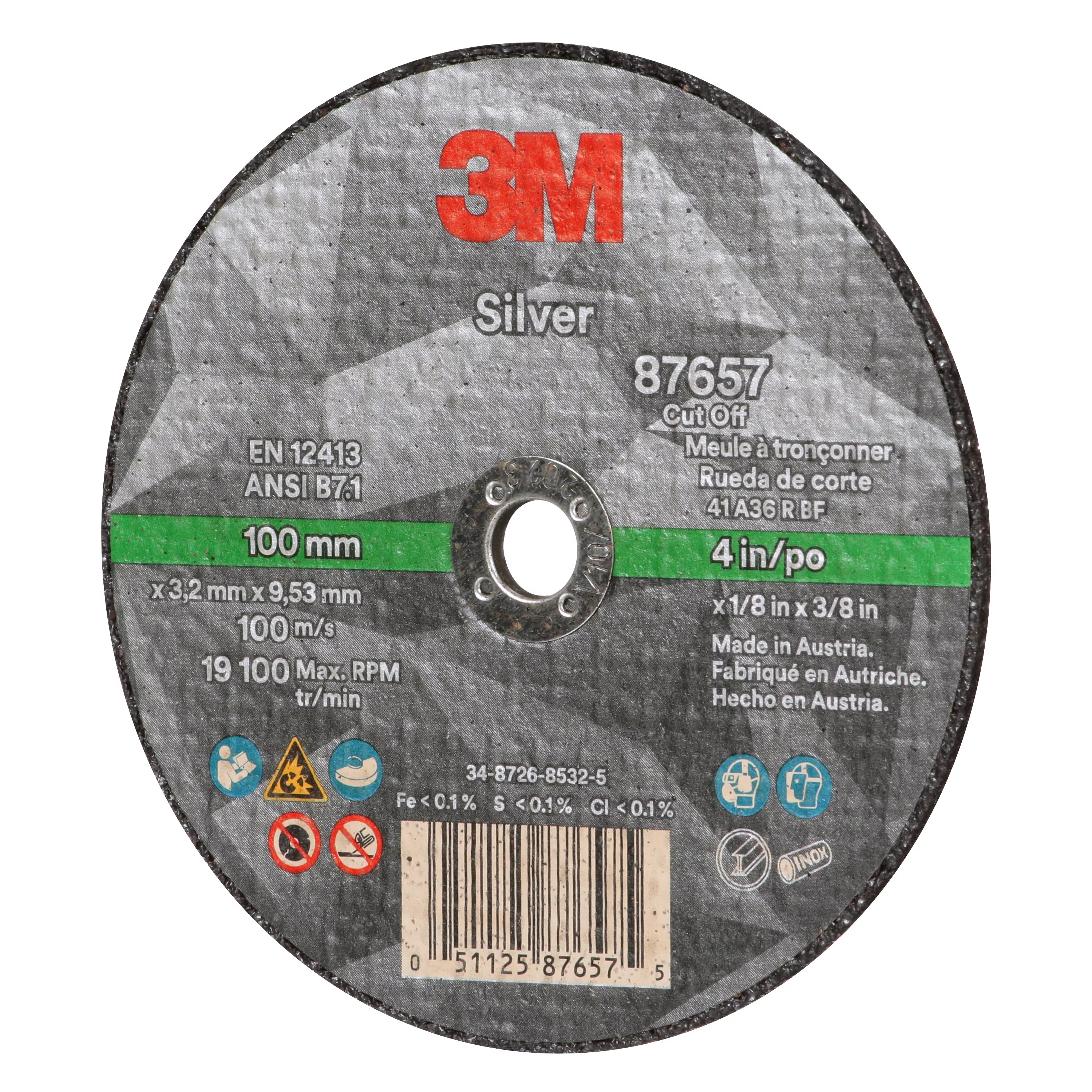 Product Number 87657 | 3M™ Silver Cut-Off Wheel