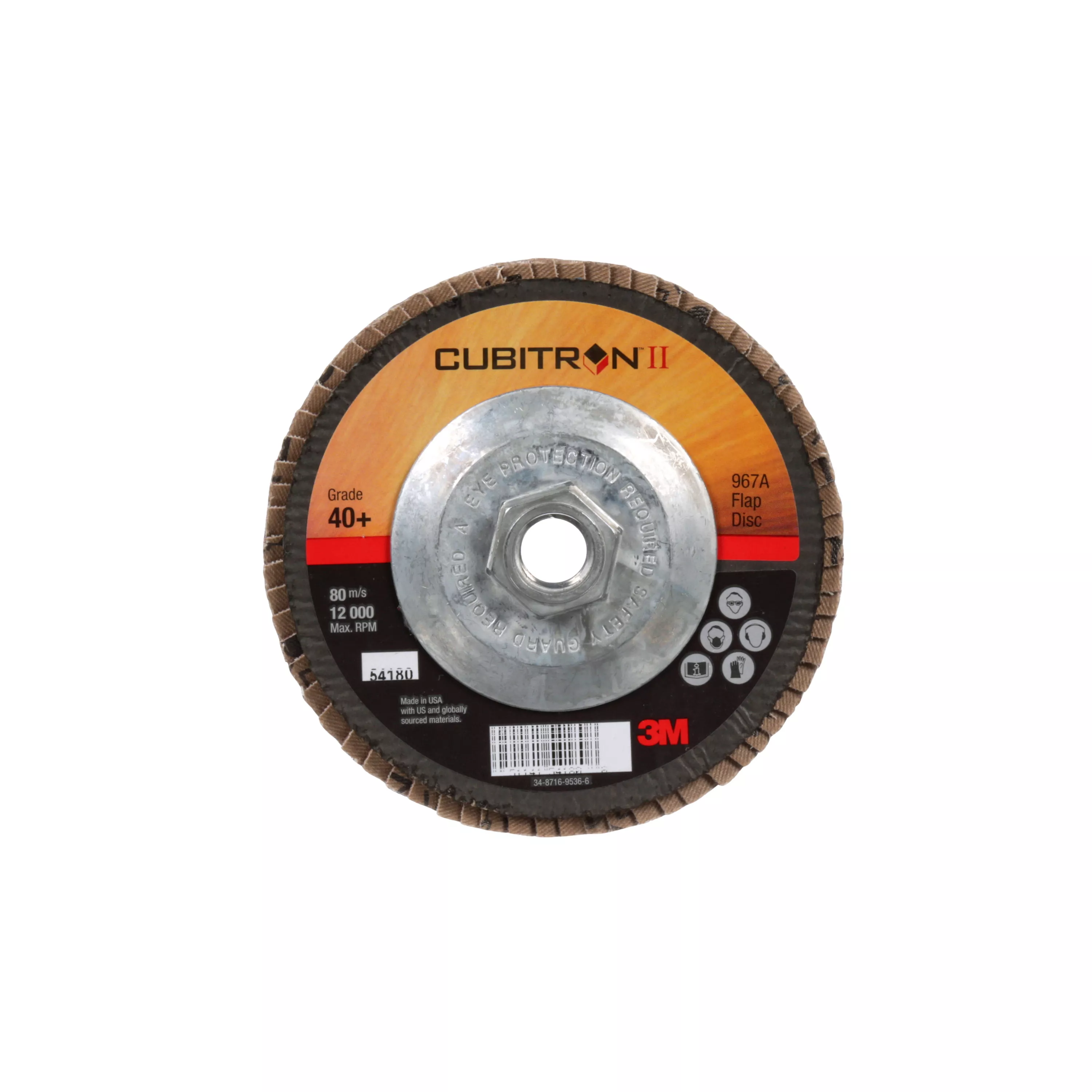 3M™ Cubitron™ II Flap Disc 967A, 40+, T29 Quick Change, 5 in x 5/8