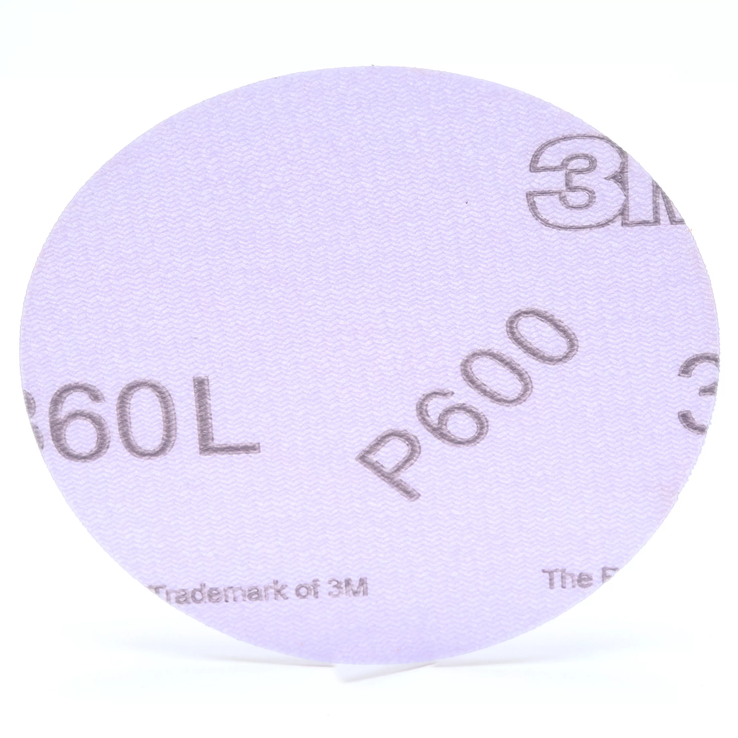 3M™ Hookit™ Film Disc 360L, P600, 5 in x NH, D/F 5HL, Die 500FH,
100/Carton, 500 ea/Case