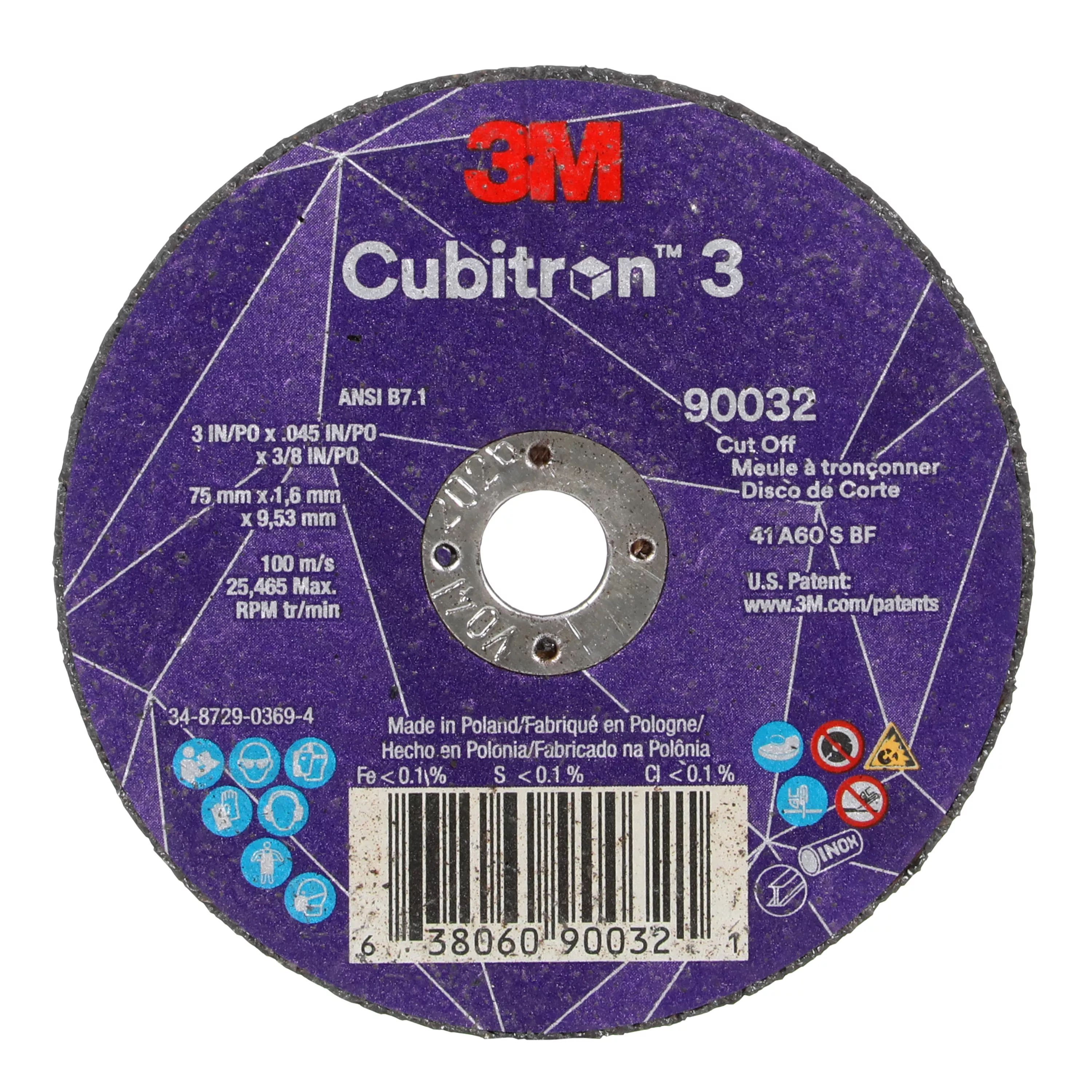 SKU 7100303858 | 3M™ Cubitron™ 3 Cut-Off Wheel