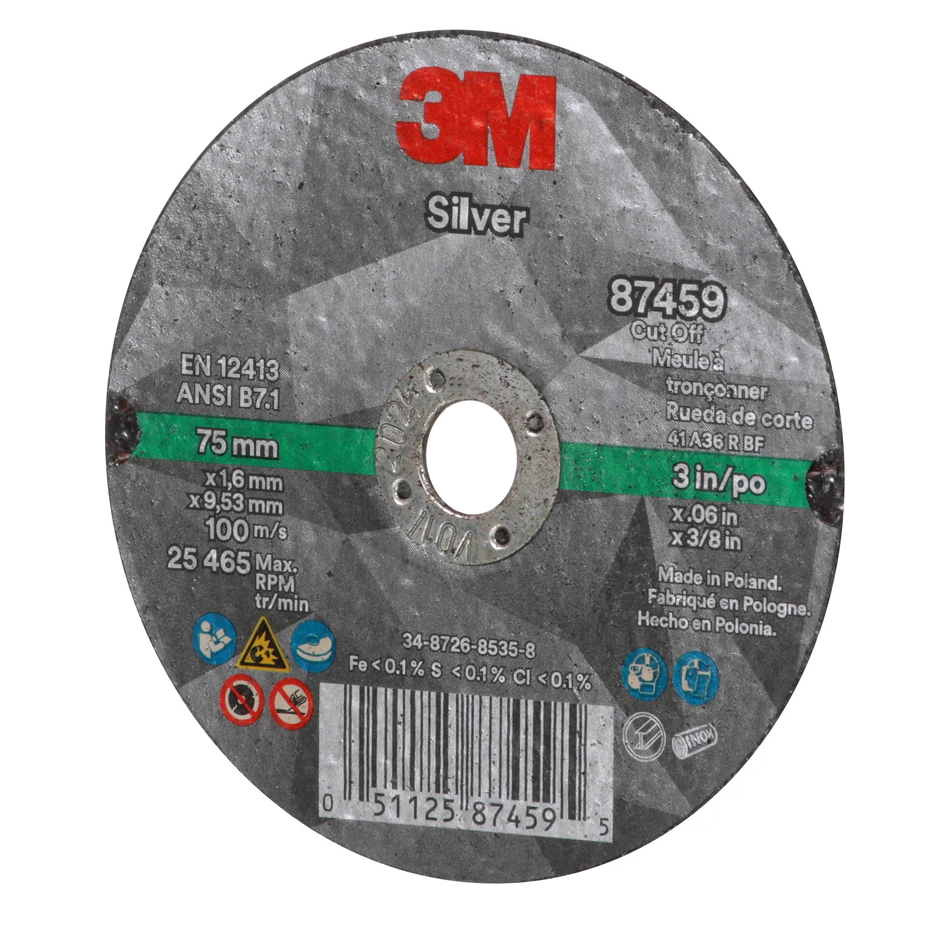 Product Number 87459 | 3M™ Silver Cut-Off Wheel