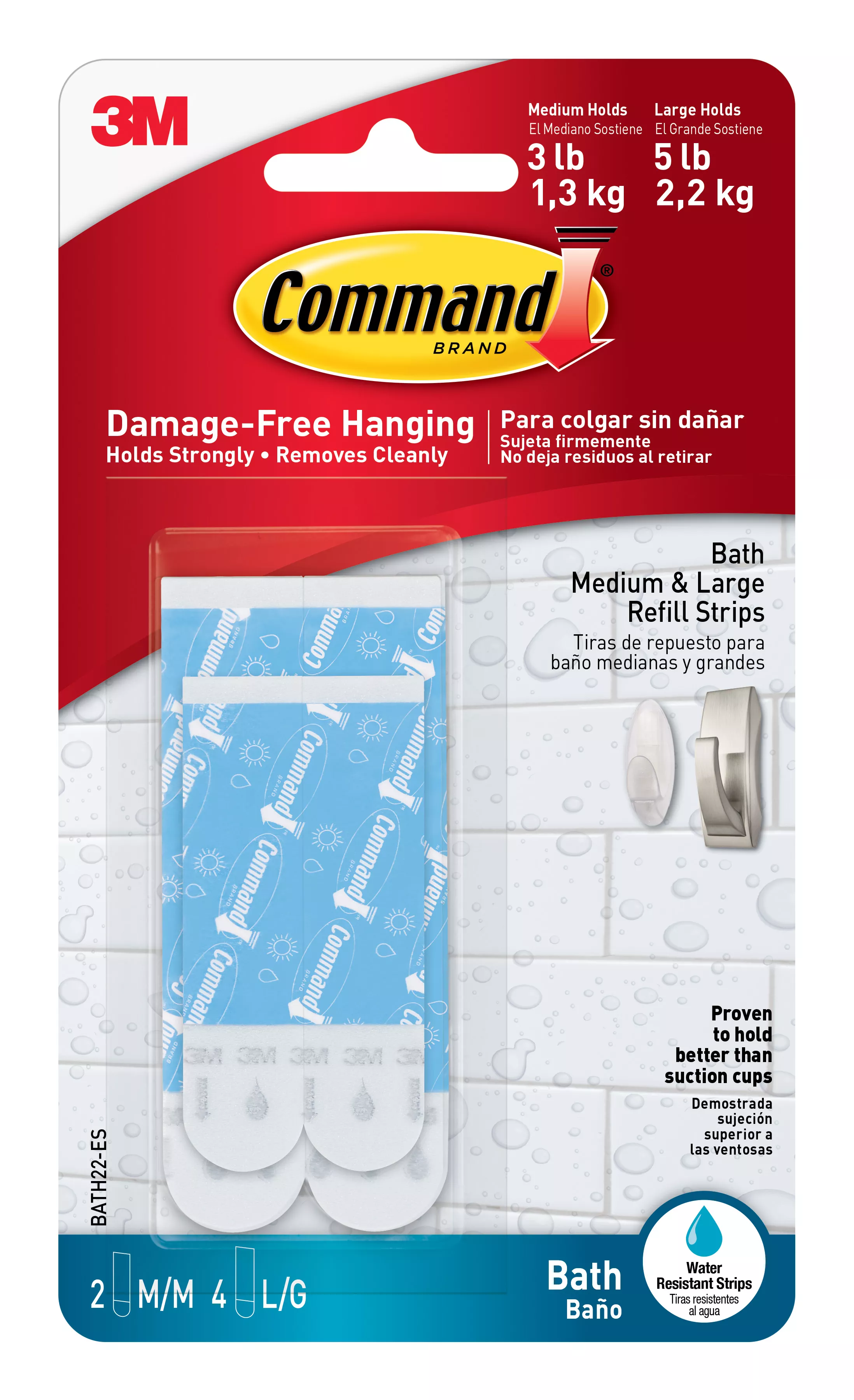 UPC 00051141958446 | Command™ Water-Resistant Refill Strips-Assorted BATH22-ES