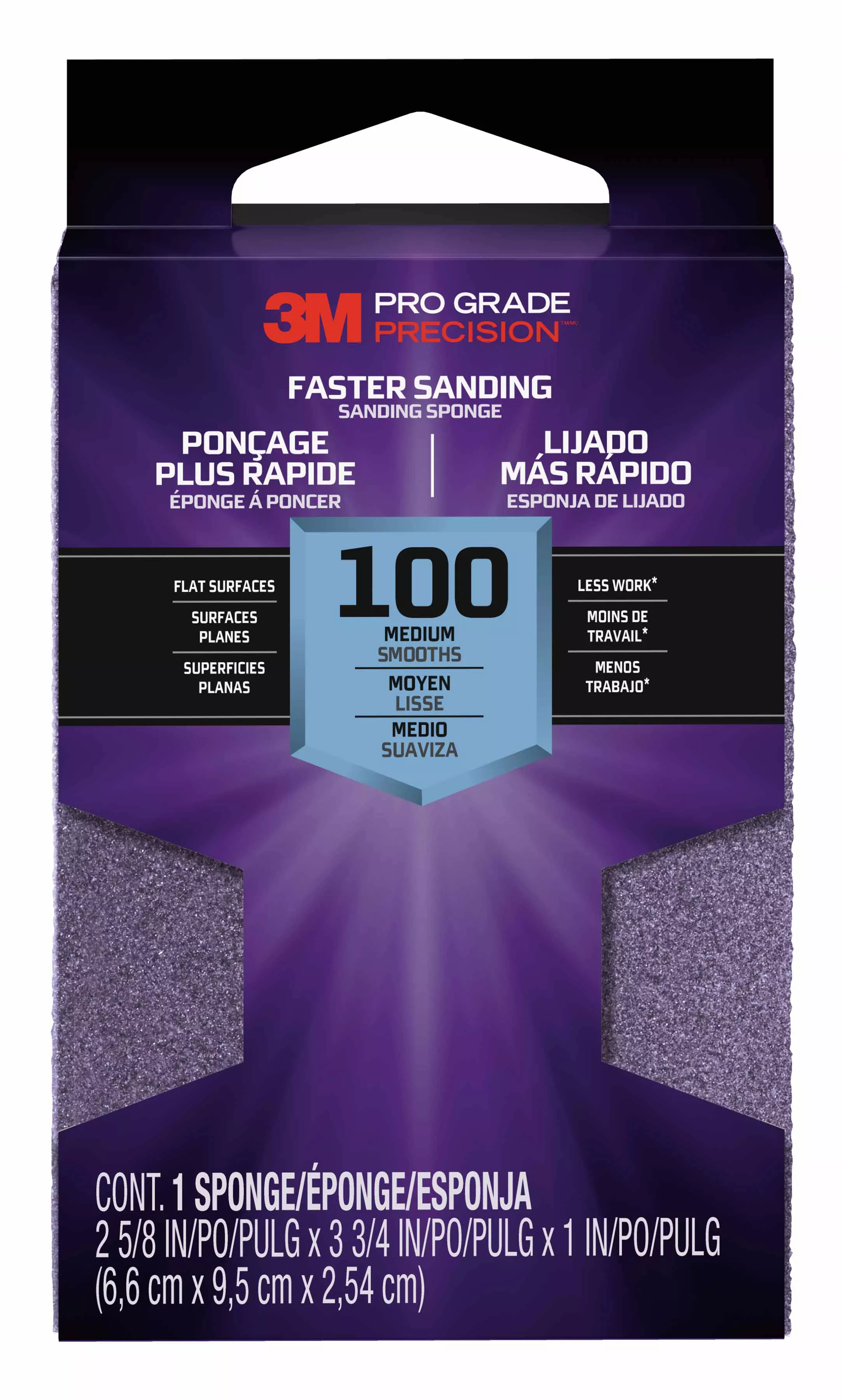 3M™ Pro Grade Precision™ Faster Sanding Block Sponge, 24001TRIP-F-B, 2 5/8 in x 3.75 in x 1 in, Fine, 12/cs