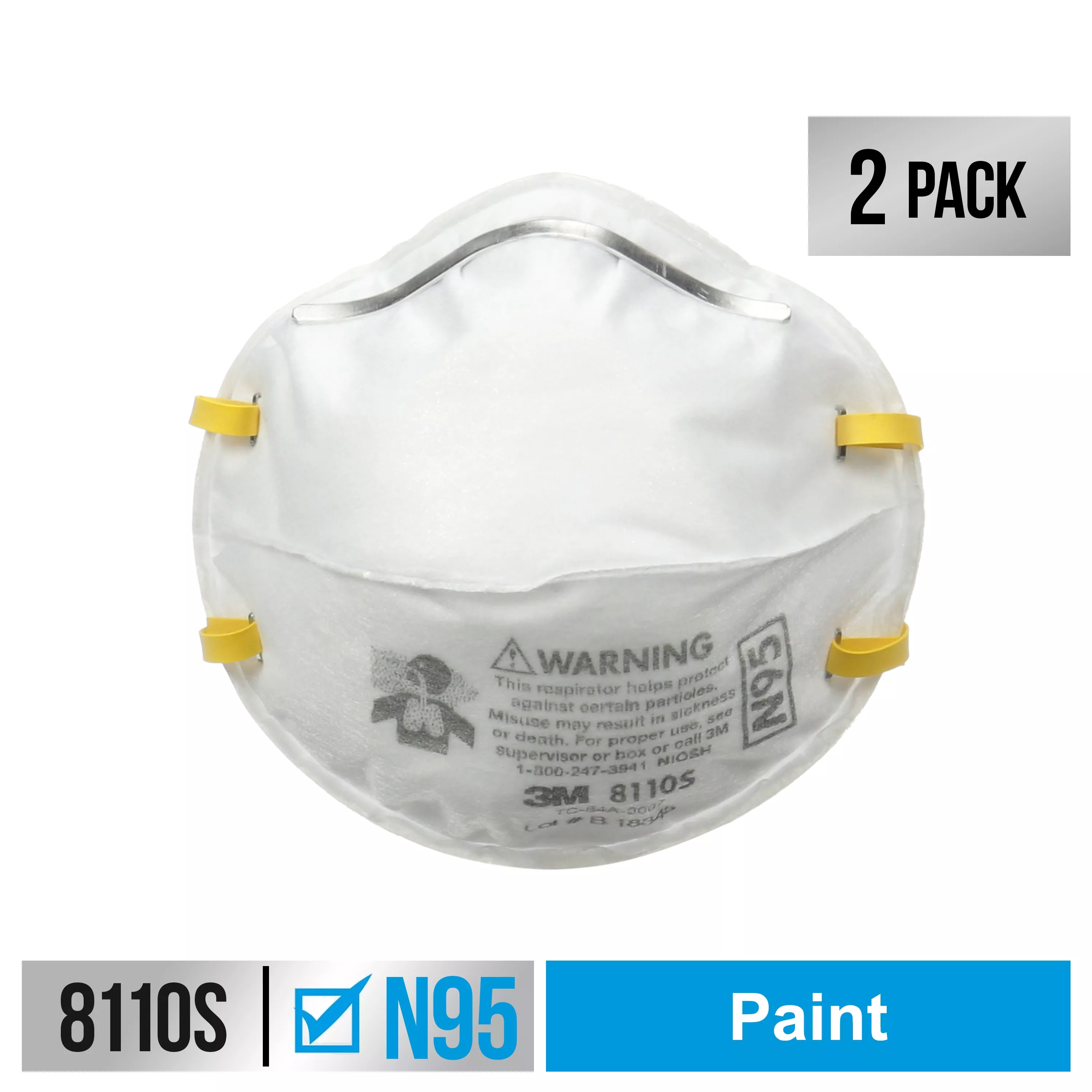 3M™ Performance Paint Prep Respirator N95 Particulate, 8110SP2-DC, Size
Small, 2 eaches/pack, 12 packs/case