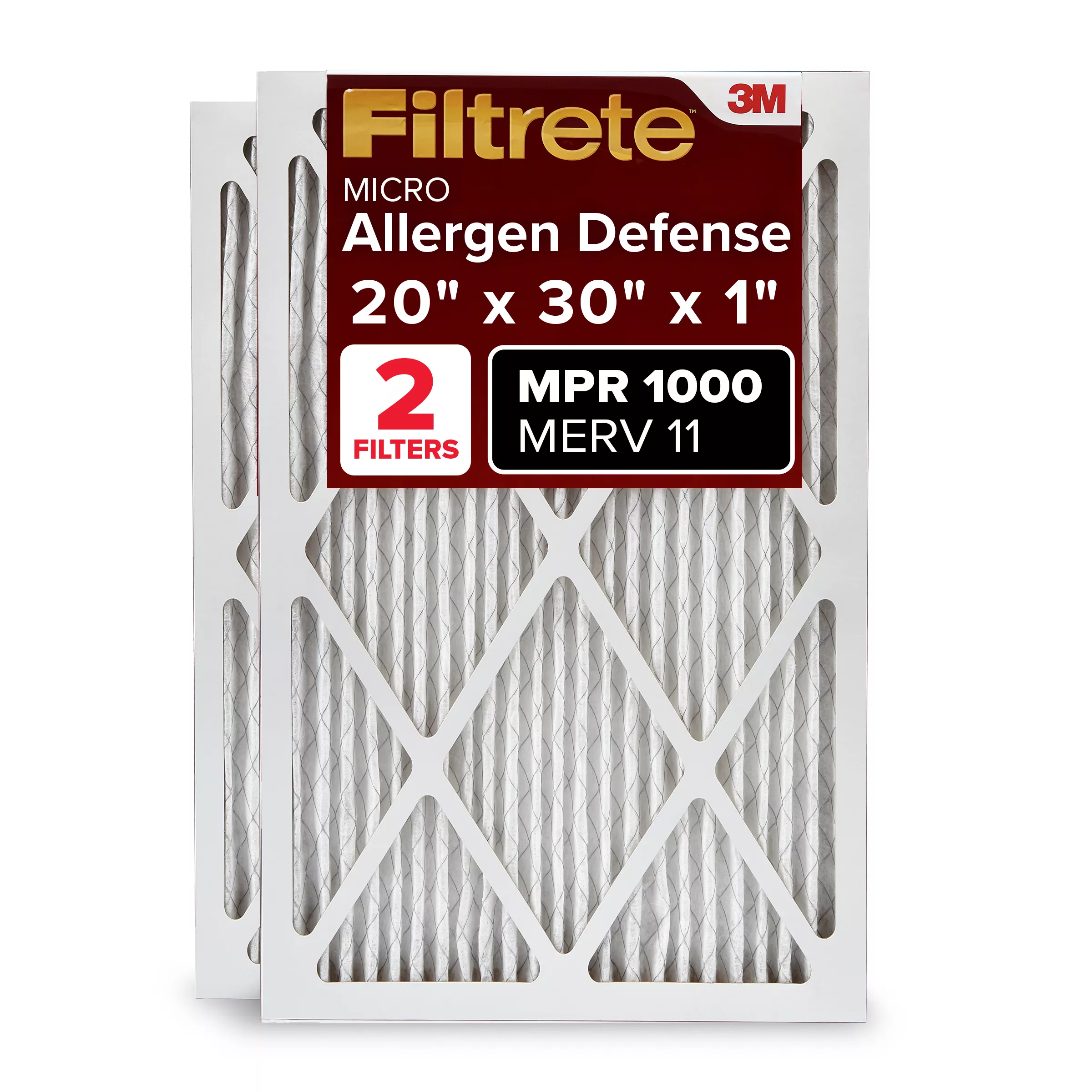 Filtrete™ Allergen Defense Filter AD22-2PK-1E, 20 in x 30 in x 1 in (50.8 cm x 76.2 cm x 2.5 cm) ,