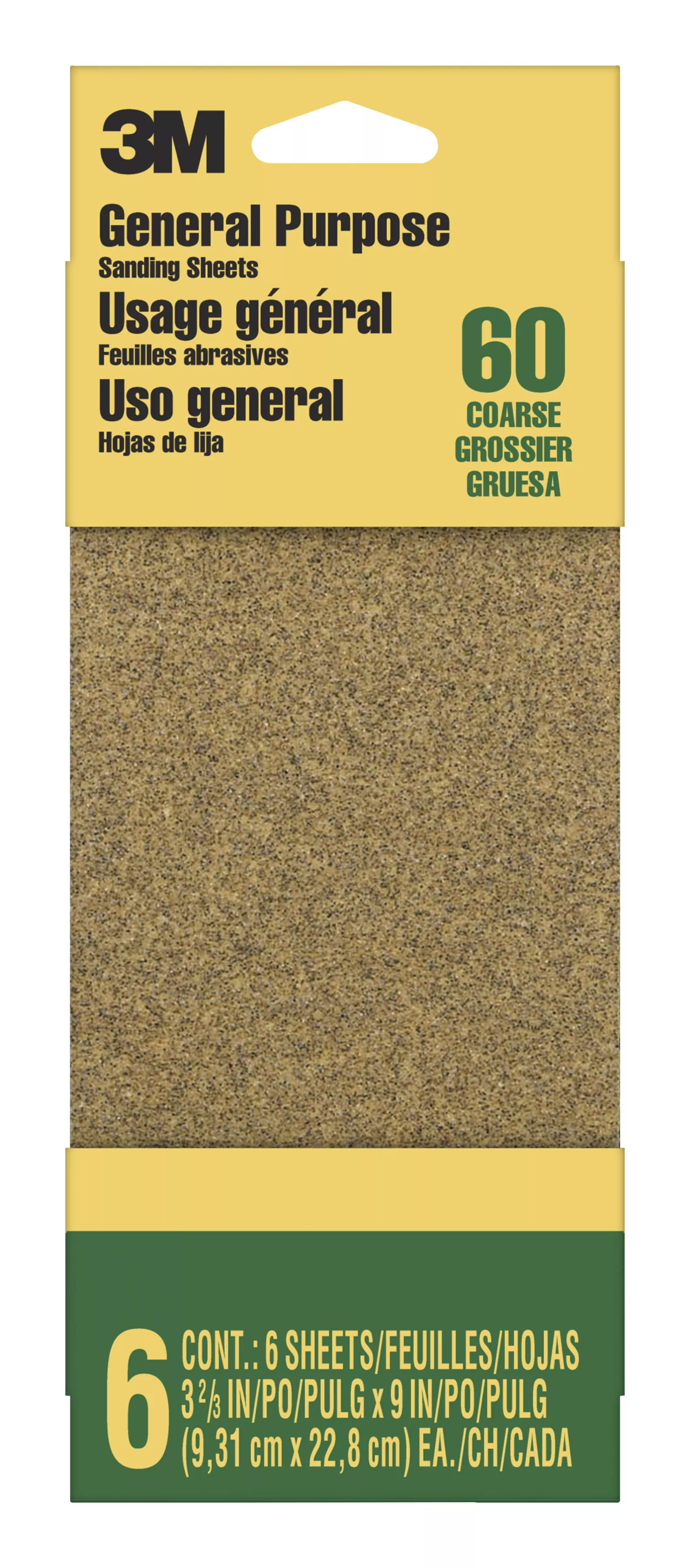 3M™ General Purpose Sanding Sheets 9017NA-CC, 3 2/3 in x 9 in, Coarse, 6/pk, 20 pks/cs