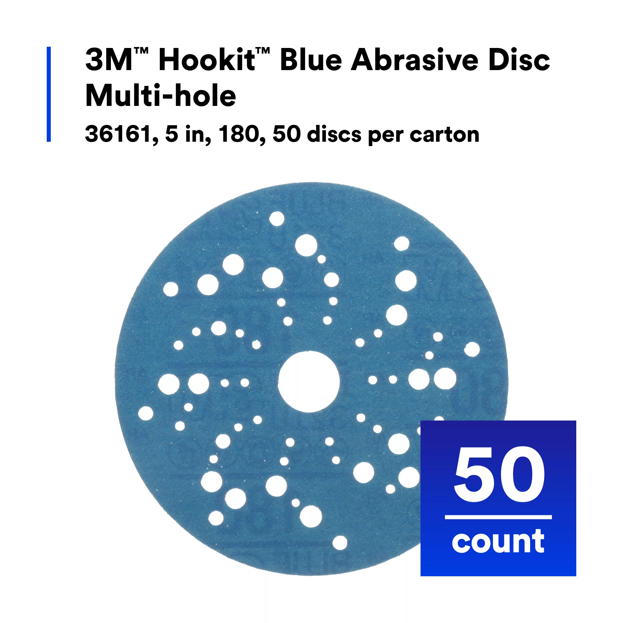 SKU 7100090978 | 3M™ Hookit™ Blue Abrasive Disc 321U Multi-hole