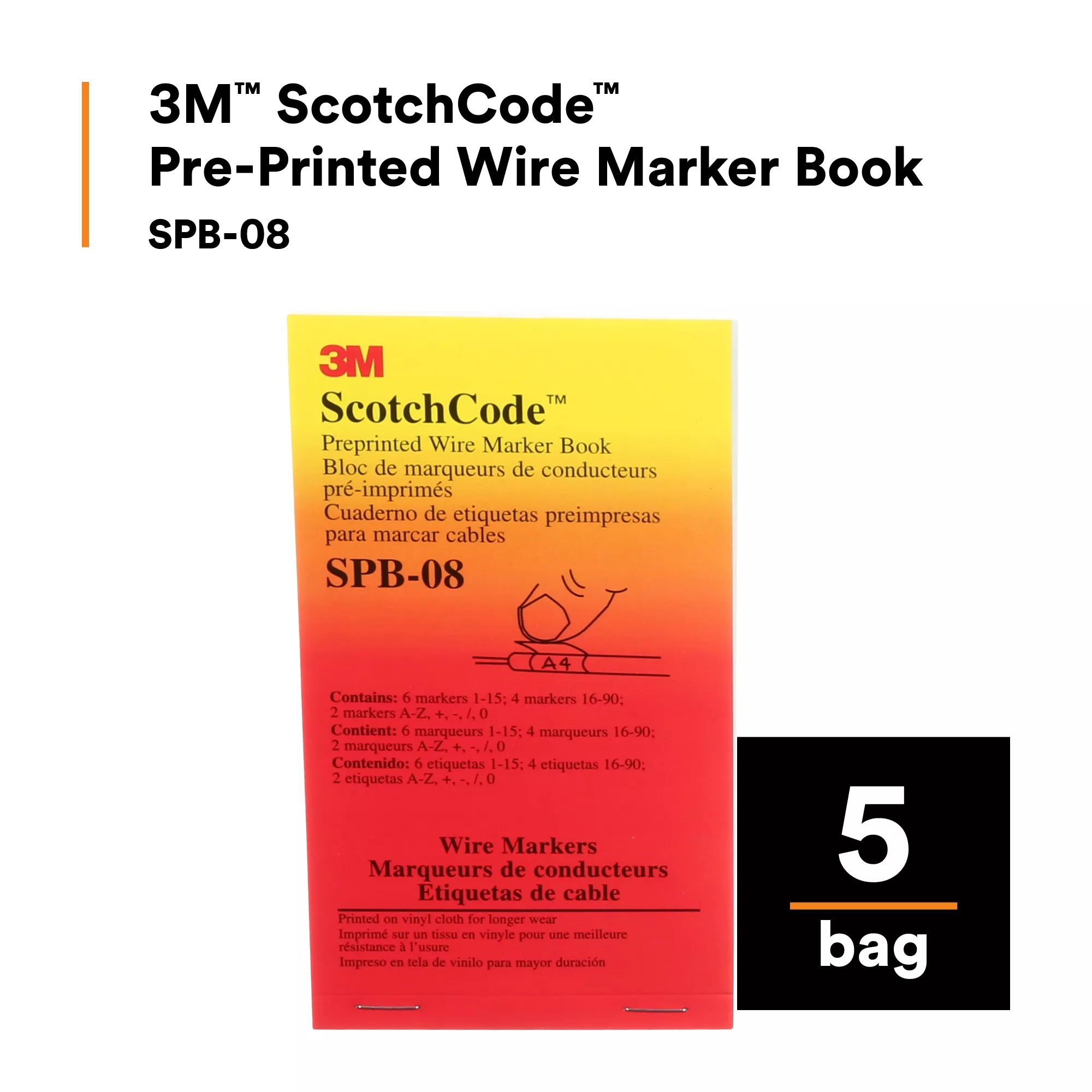 SKU 7000148836 | 3M™ ScotchCode™ Pre-Printed Wire Marker Book SPB-08