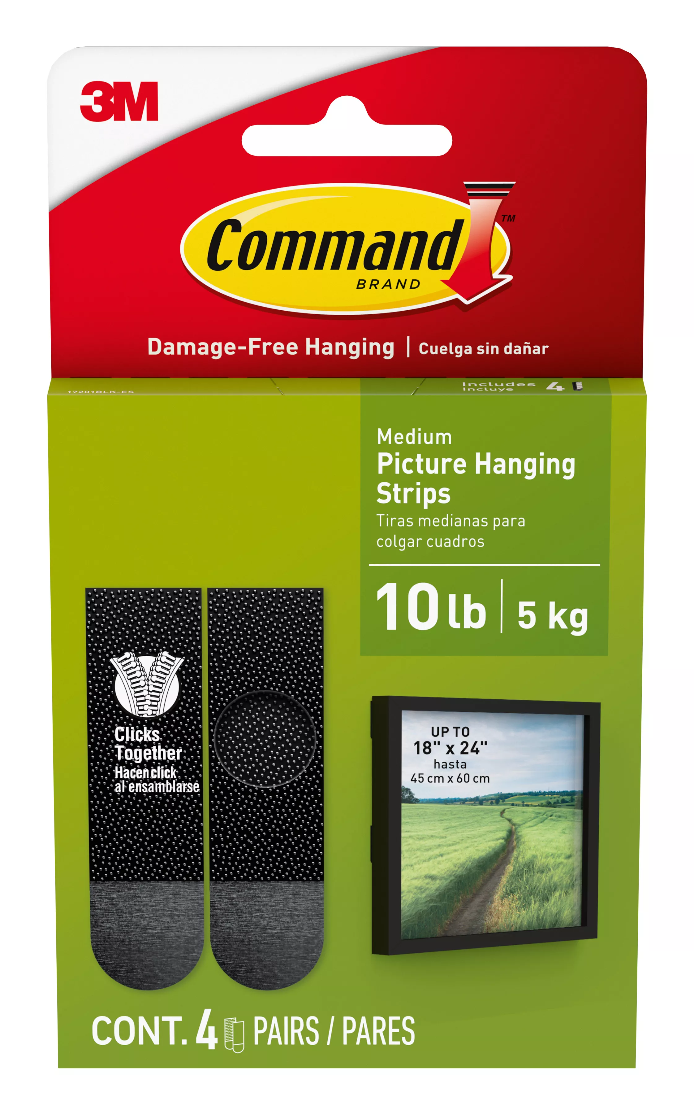 SKU 7100279993 | Command™ 10 Lb Black Picture Hanging Strips 17201BLK-ES