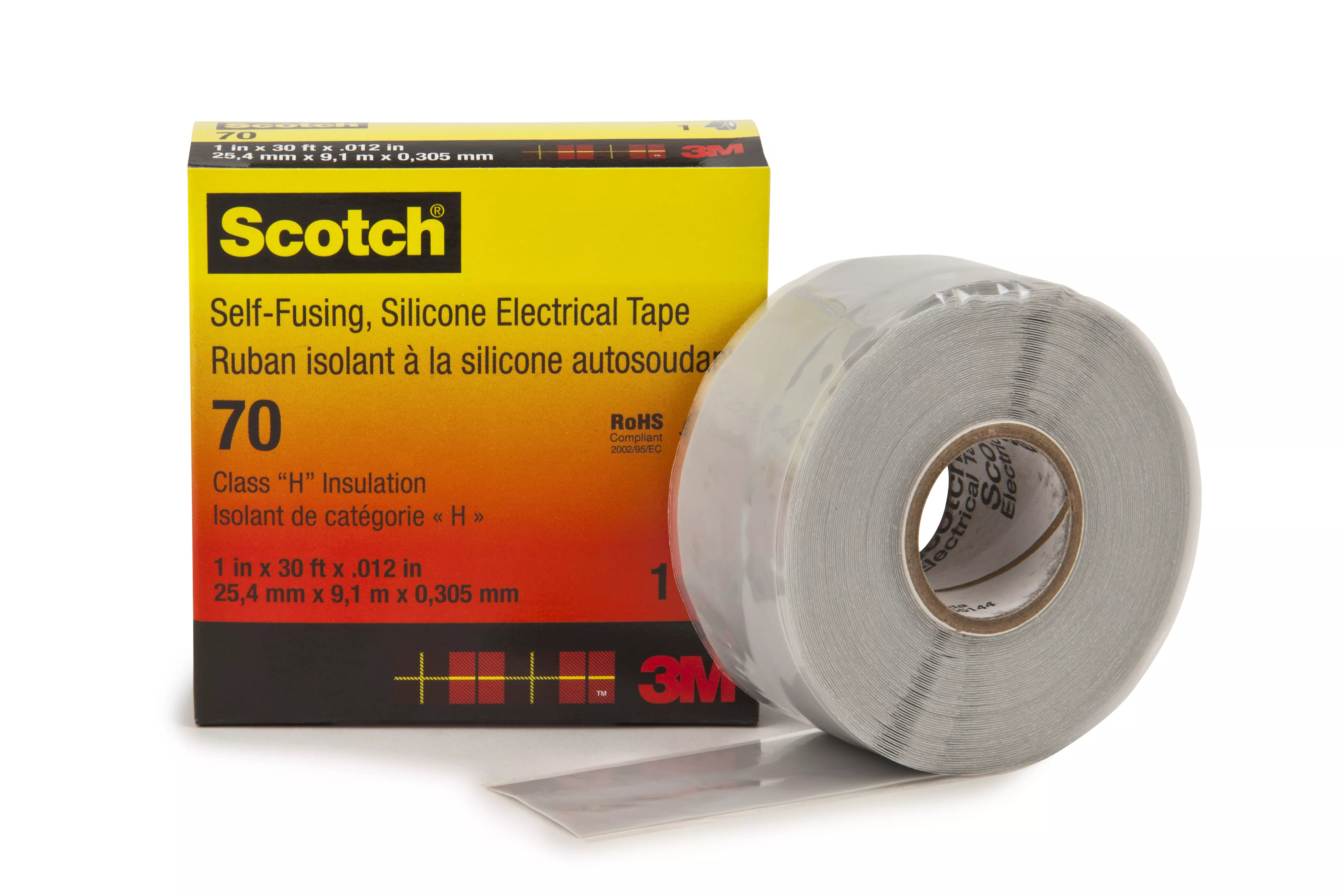 Scotch® Self-Fusing Silicone Rubber Electrical Tape 70, 1 in x 30 ft, Sky Blue/Gray, 1 roll/carton, 24 rolls/case