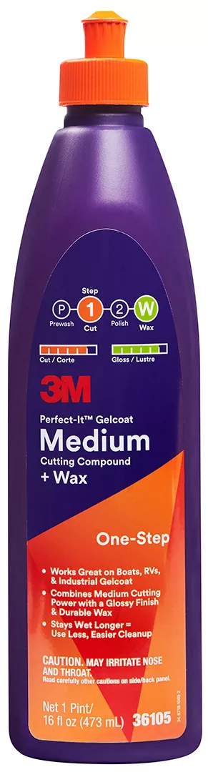 3M™ Perfect-It™ Gelcoat Medium Cutting Compound + Wax, 36105, 1 pint (473 mL), 6 per case