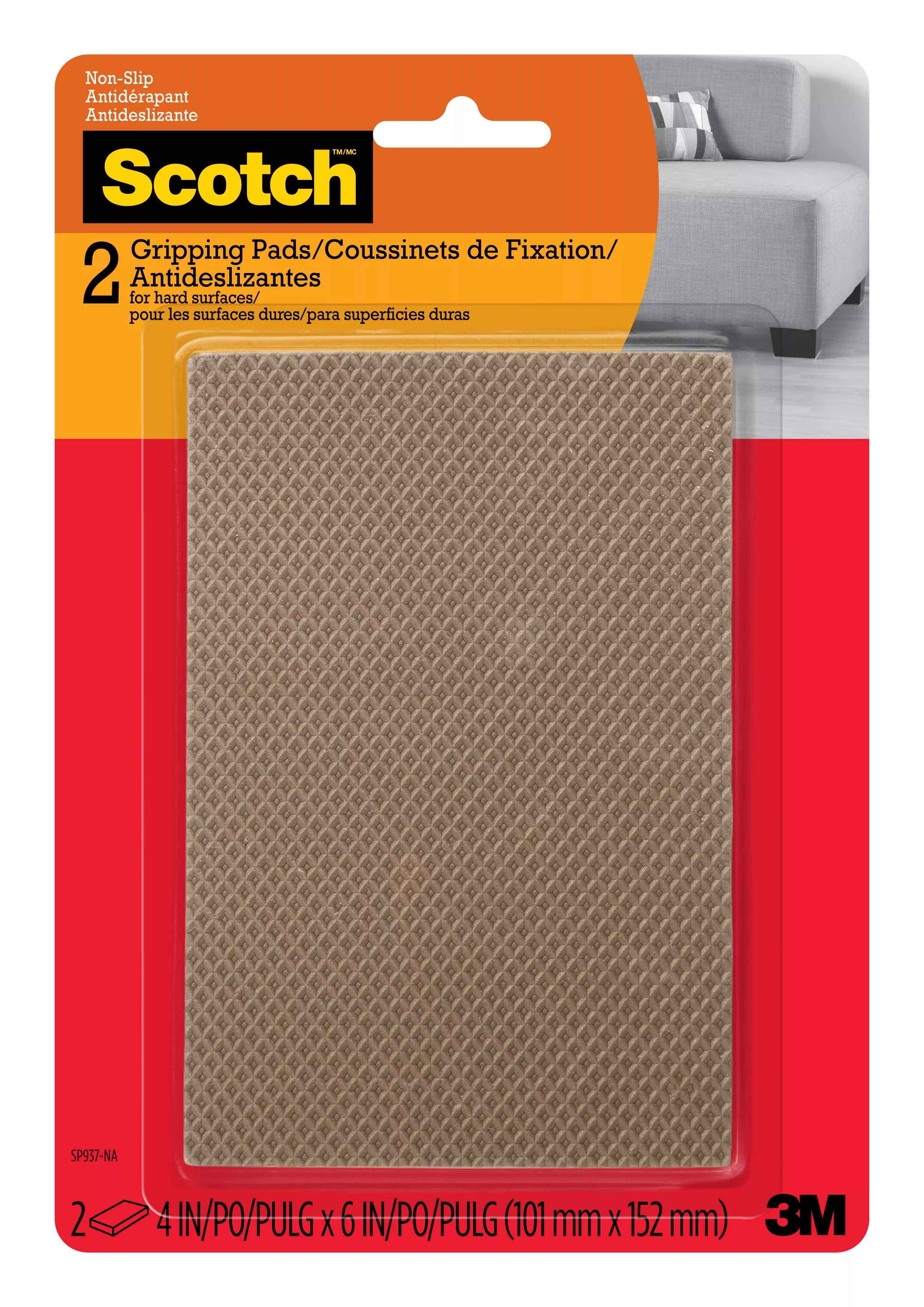 Scotch™ Gripping Pads SP937-NA, Rectangle, 4-in x 6-in 2/pk