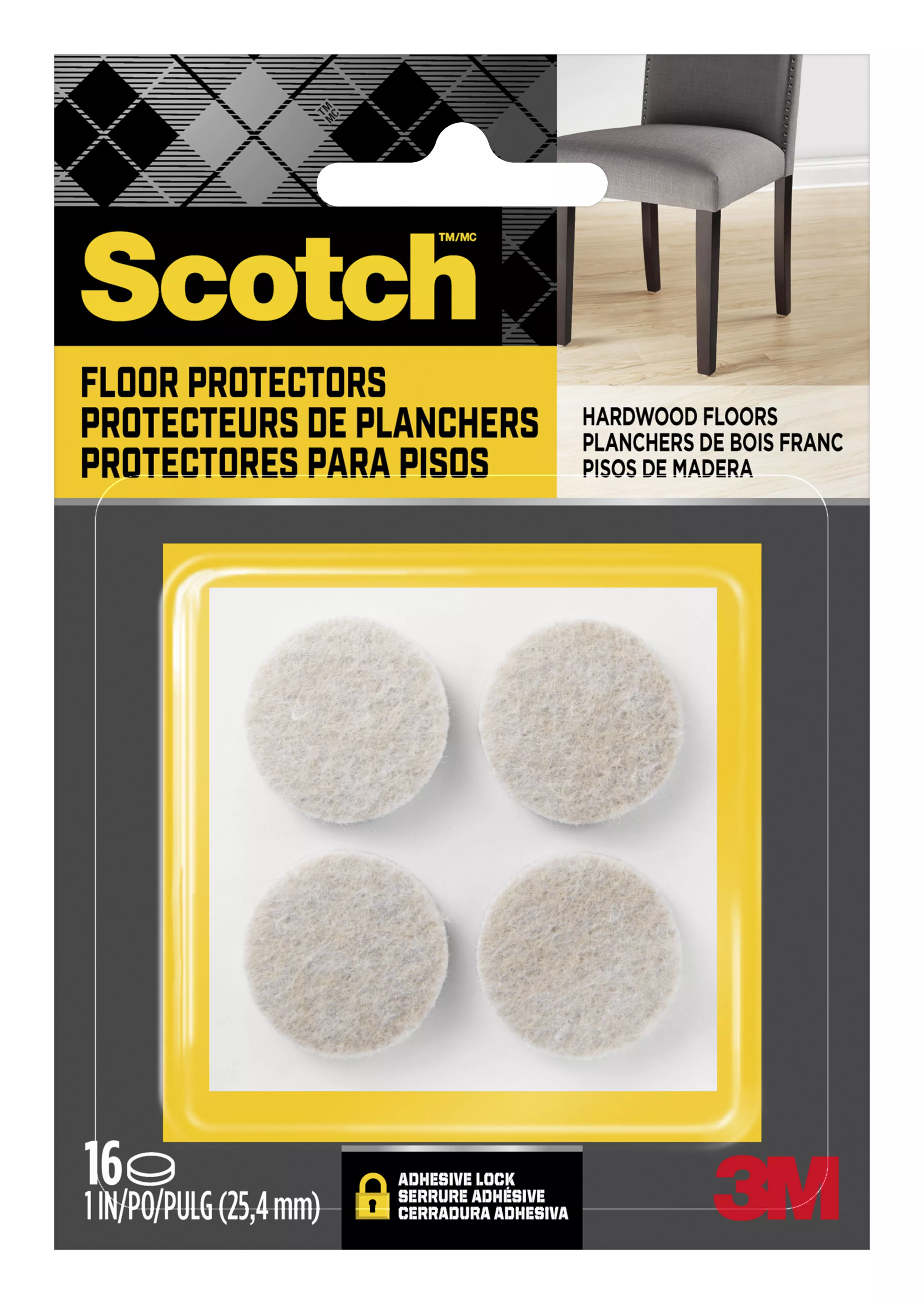 SKU 7100097907 | Scotch® Round Felt Pads SP801-NA