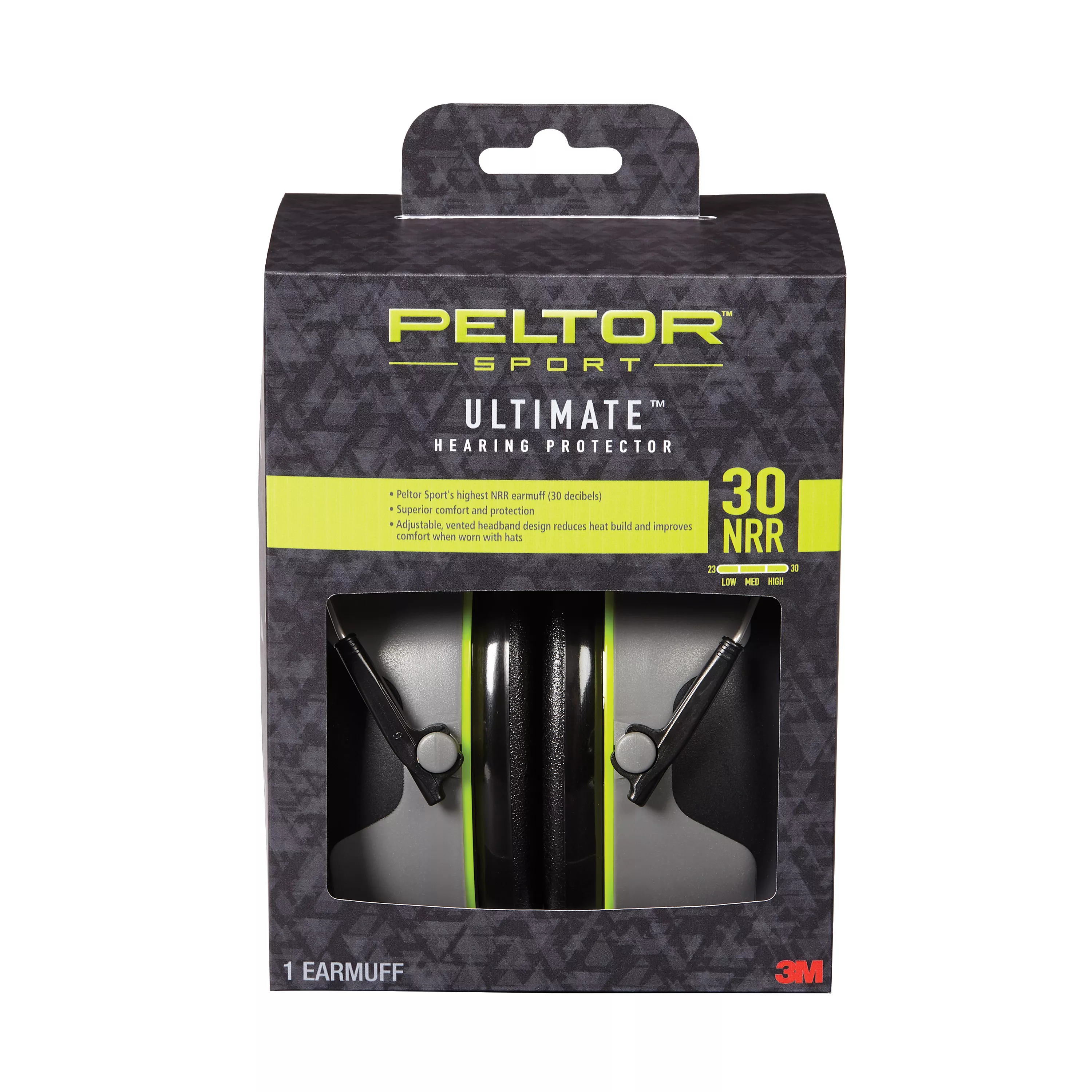 Peltor™ Sport Ultimate™ Hearing Protector, 97042-PEL-6C, 30 NRR Black/Gray