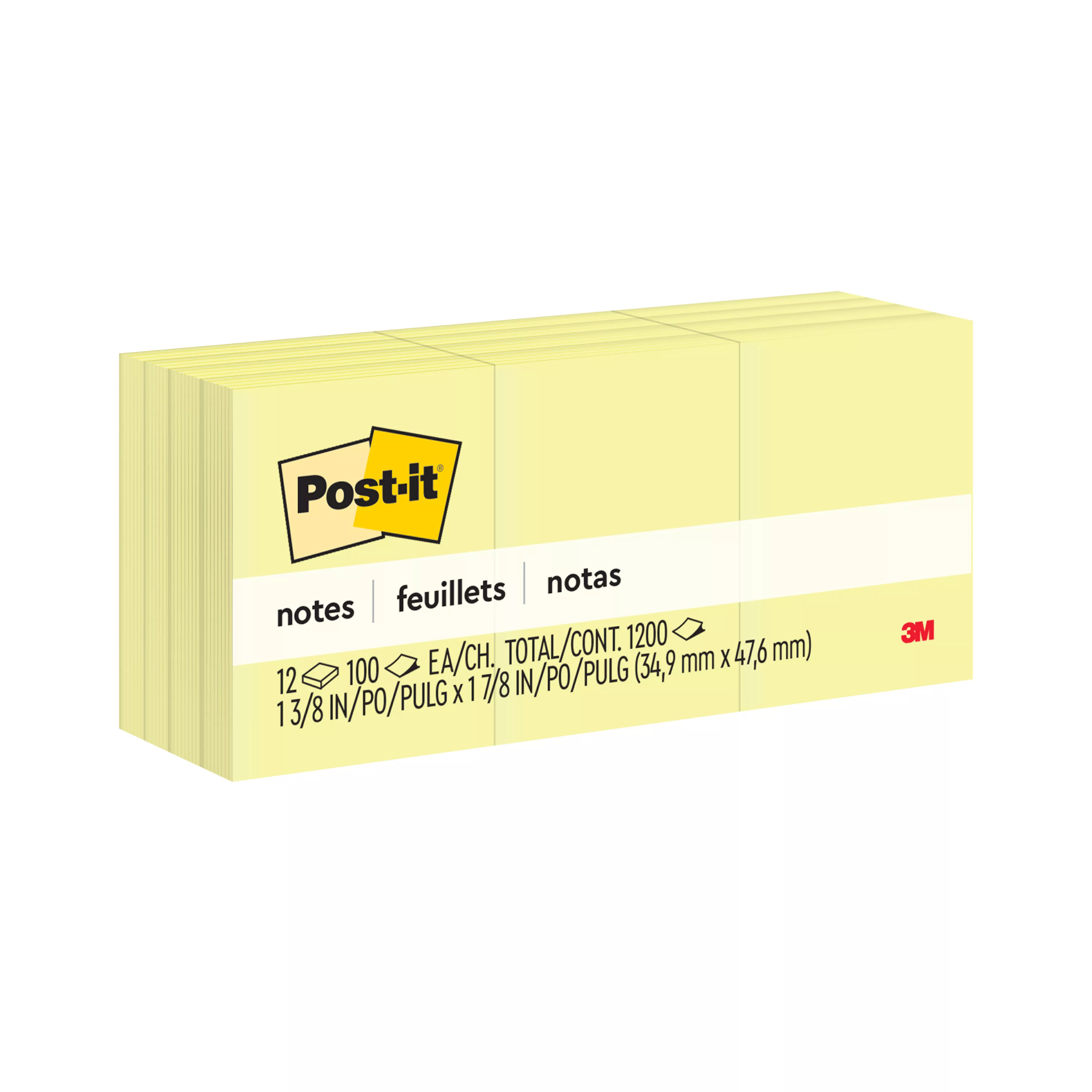 Post-it® Products Notes 653, 1 3/8 in x 1 7/8 in (34.9 mm x 47.6 mm)