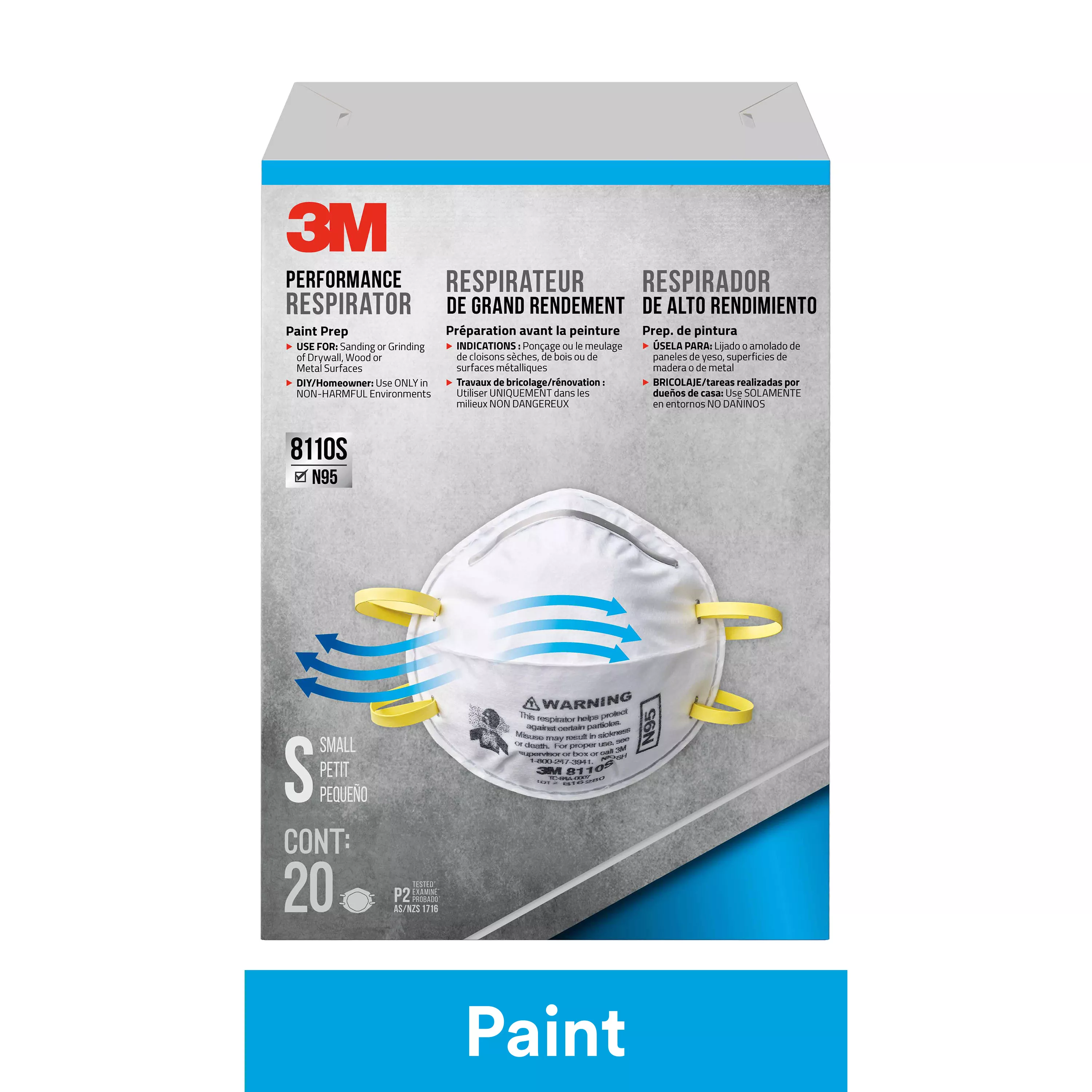 SKU 7100159321 | 3M™ Performance Paint Prep Respirator N95 Particulate