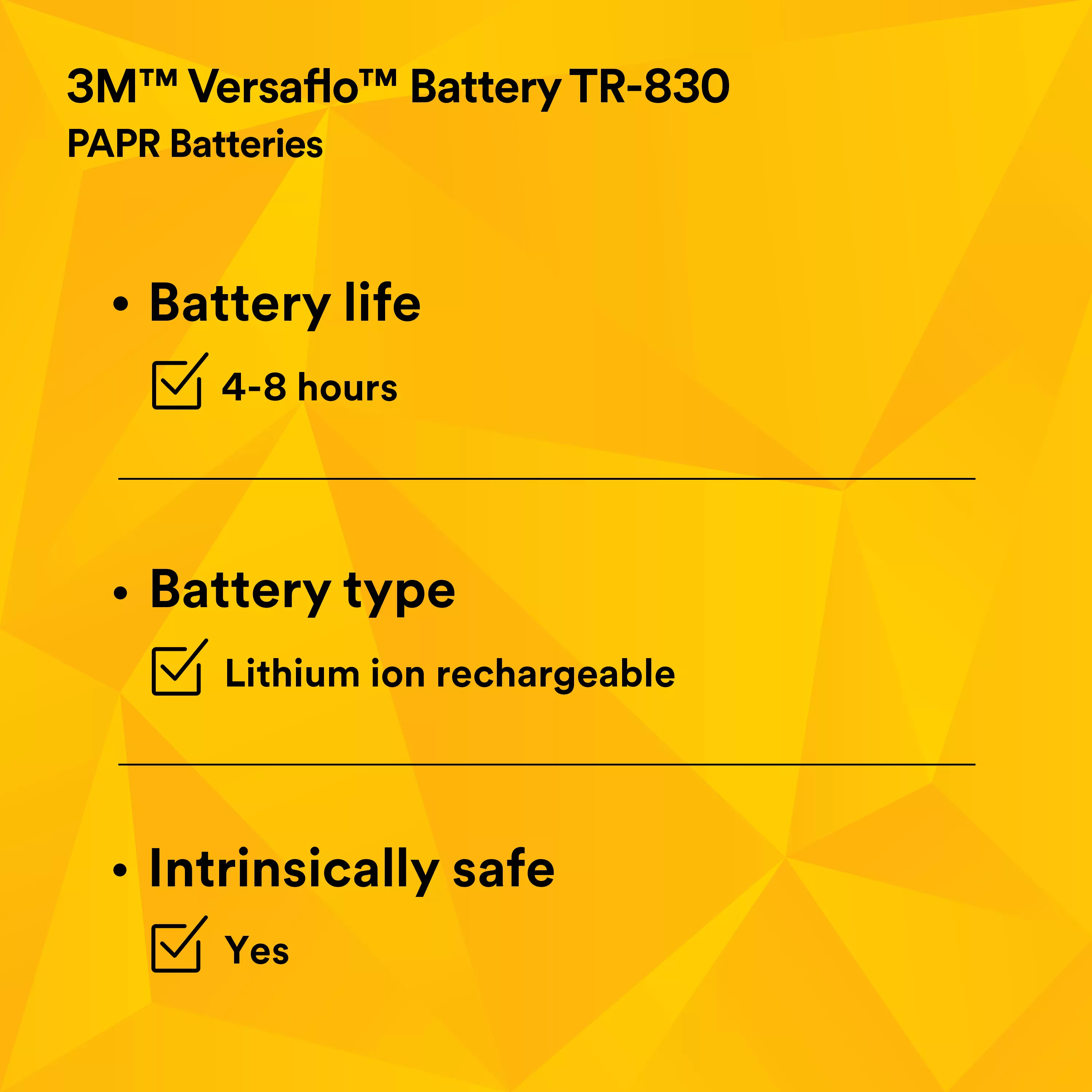 SKU 7100150925 | 3M™ Versaflo™ Battery TR-830/94243(AAD)