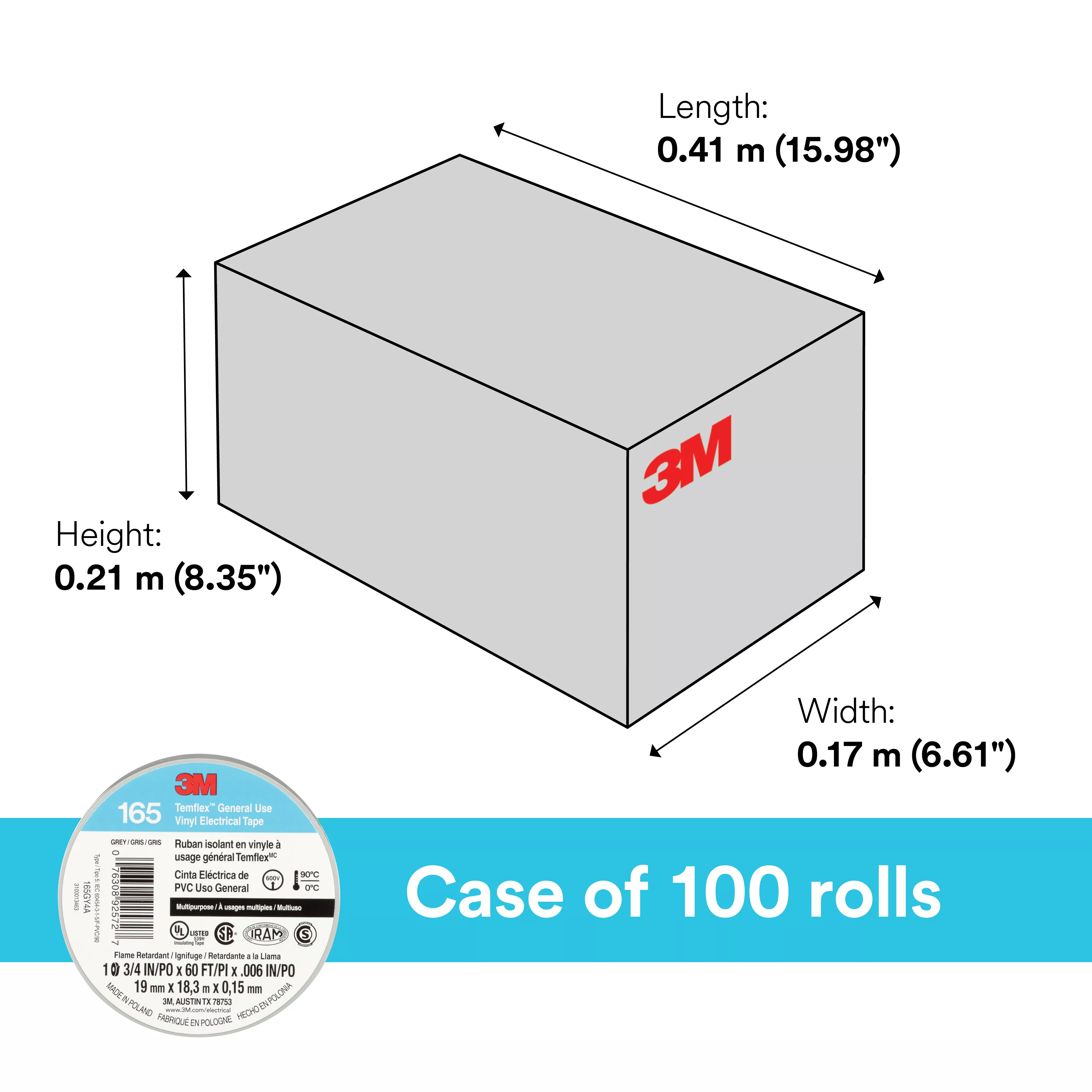 SKU 7100169192 | 3M™ Temflex™ Vinyl Electrical Tape 165