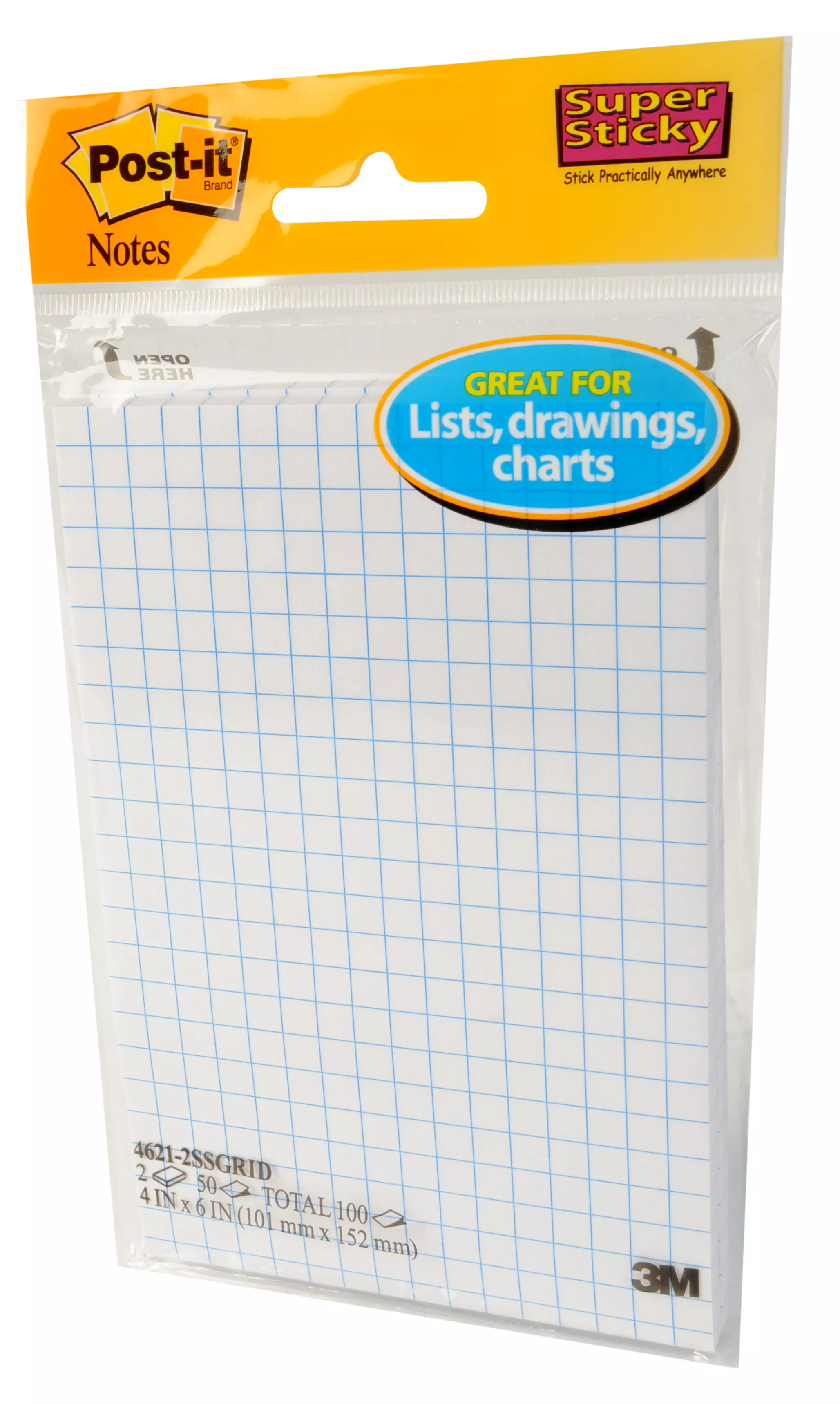 Post-it® Super Sticky Notes on Grid Paper 4621-2SSGRID, 2 Pads/Pack