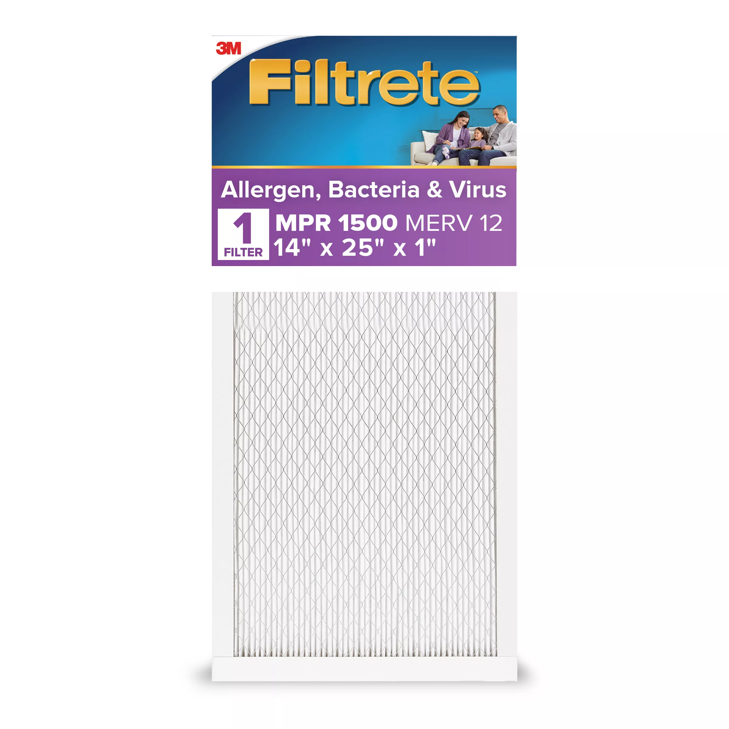 Filtrete™ High Performance Air Filter 1500 MPR 2004-4, 14 in x 25 in x 1 in (35.5 cm x 63.5 cm x 2.5 cm)