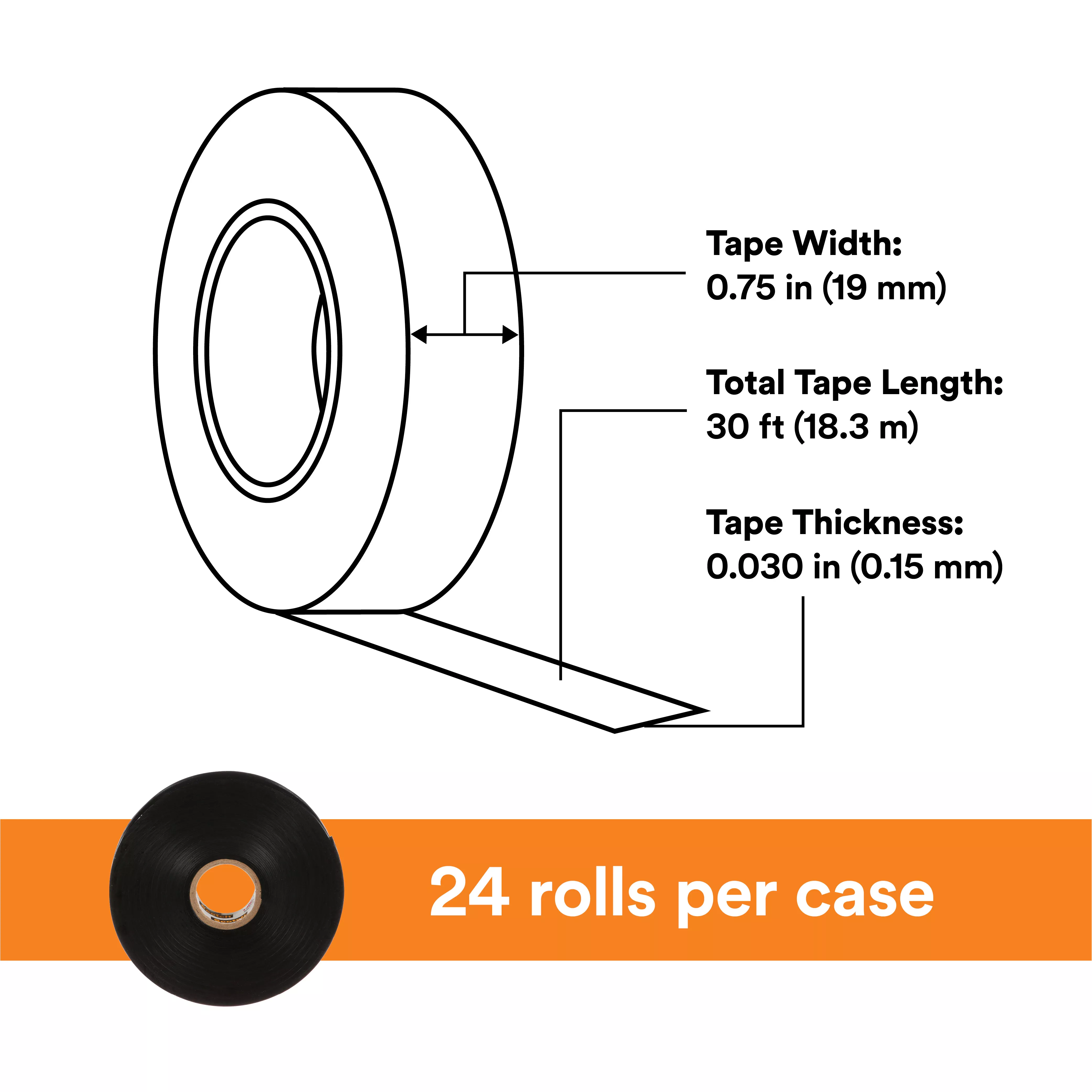 Product Number 130C-3/4X30FT | Scotch® Linerless Rubber Splicing Tape 130C