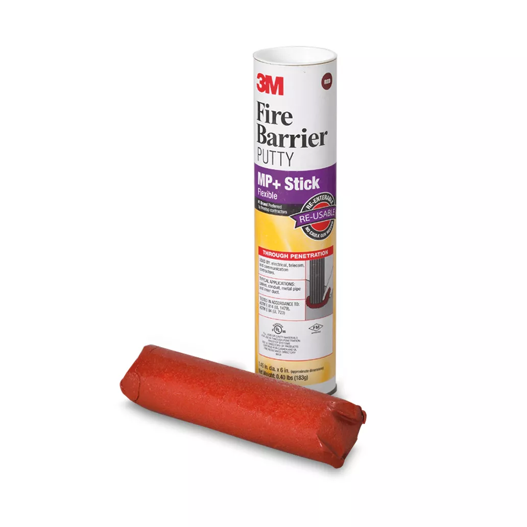 3M™ Fire Barrier Moldable Putty Stix MP+, Red, 1.45 in x 6 in, 12/case