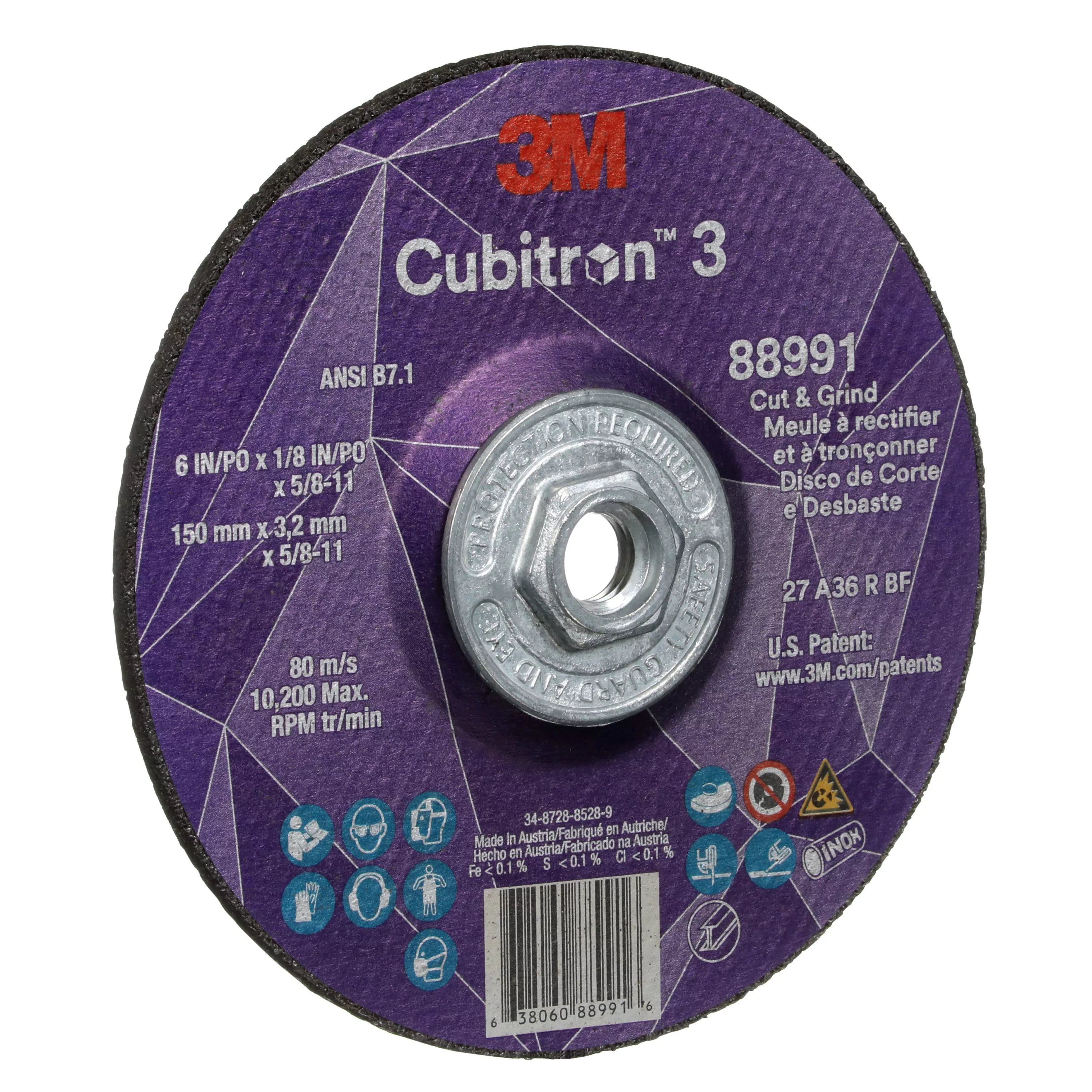 Product Number 88991 | 3M™ Cubitron™ 3 Cut and Grind Wheel