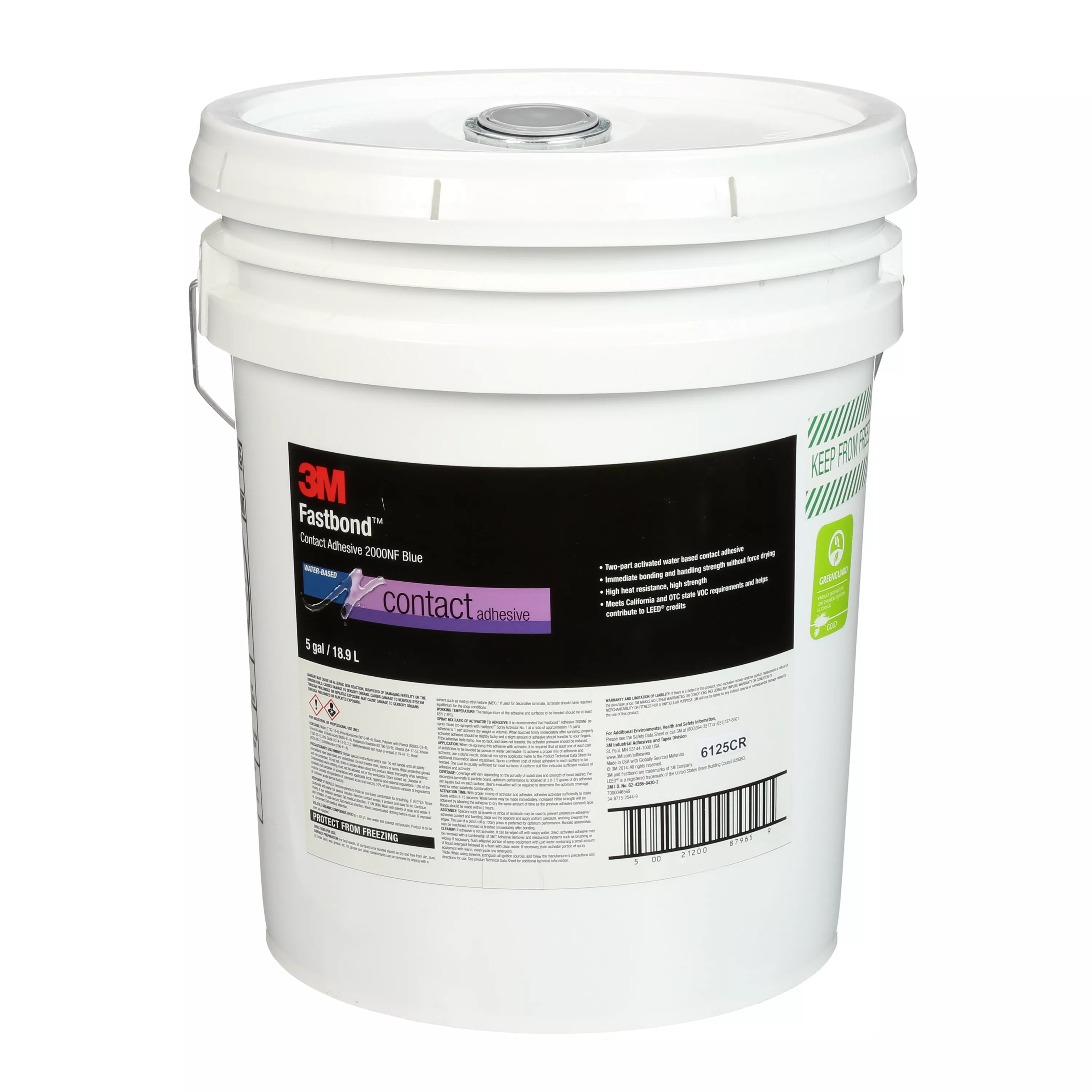 3M™ Fastbond™ Contact Adhesive 2000NF, Blue, 5 Gallon Poly Pour Spout, 1 Can/Drum