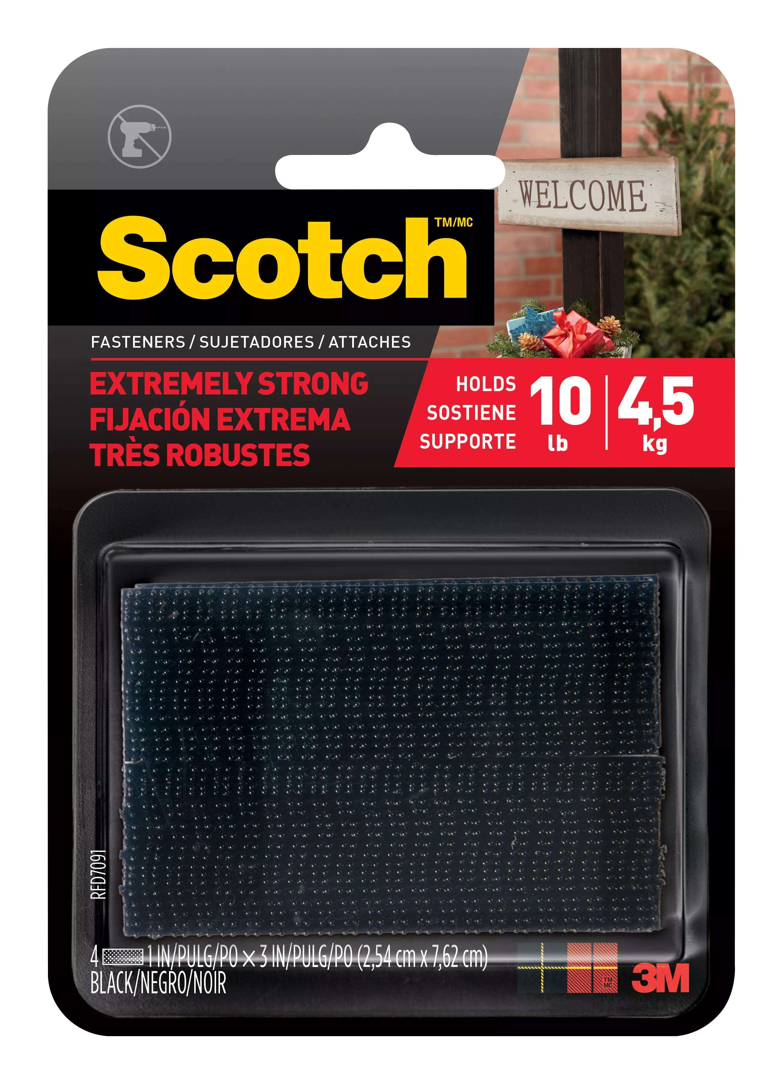 Scotch™ Extreme Fasteners RFD7091, 1 in x 3 in (2.5 cm x 7.6 cm)
