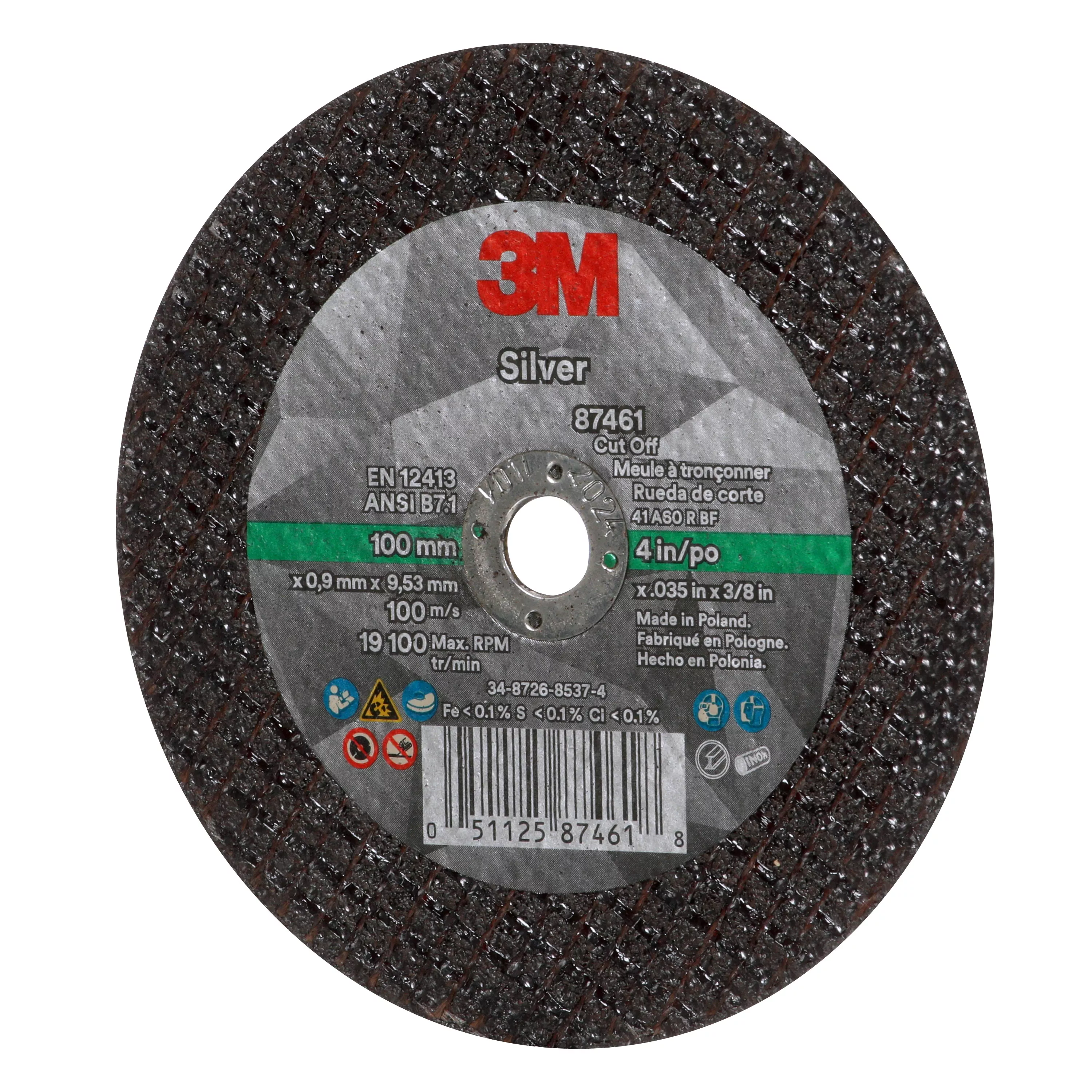 Product Number 87461 | 3M™ Silver Cut-Off Wheel