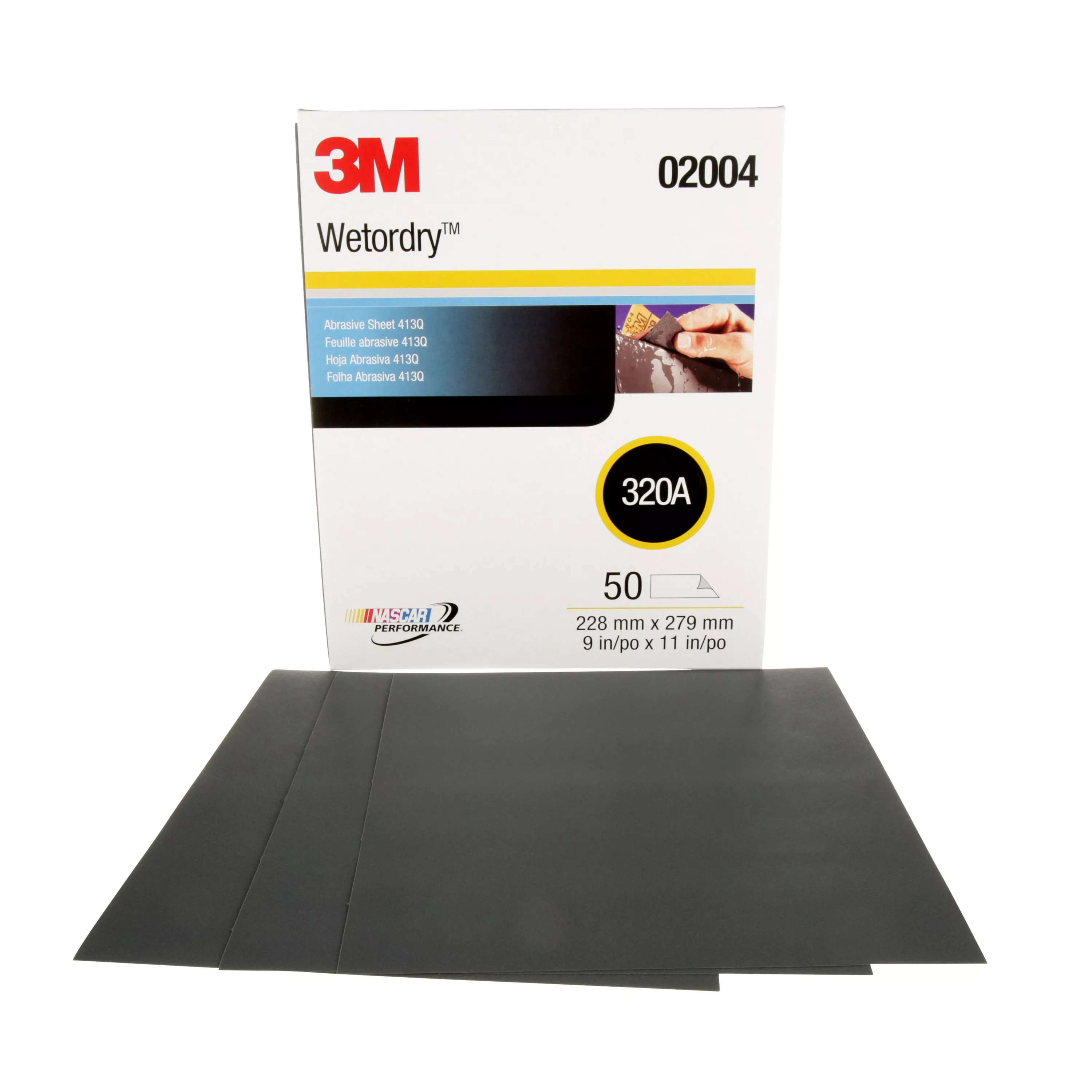 3M™ Wetordry™ Abrasive Sheet 413Q, 02004, 320, 9 in x 11 in, 50 sheets per carton, 5 cartons per case