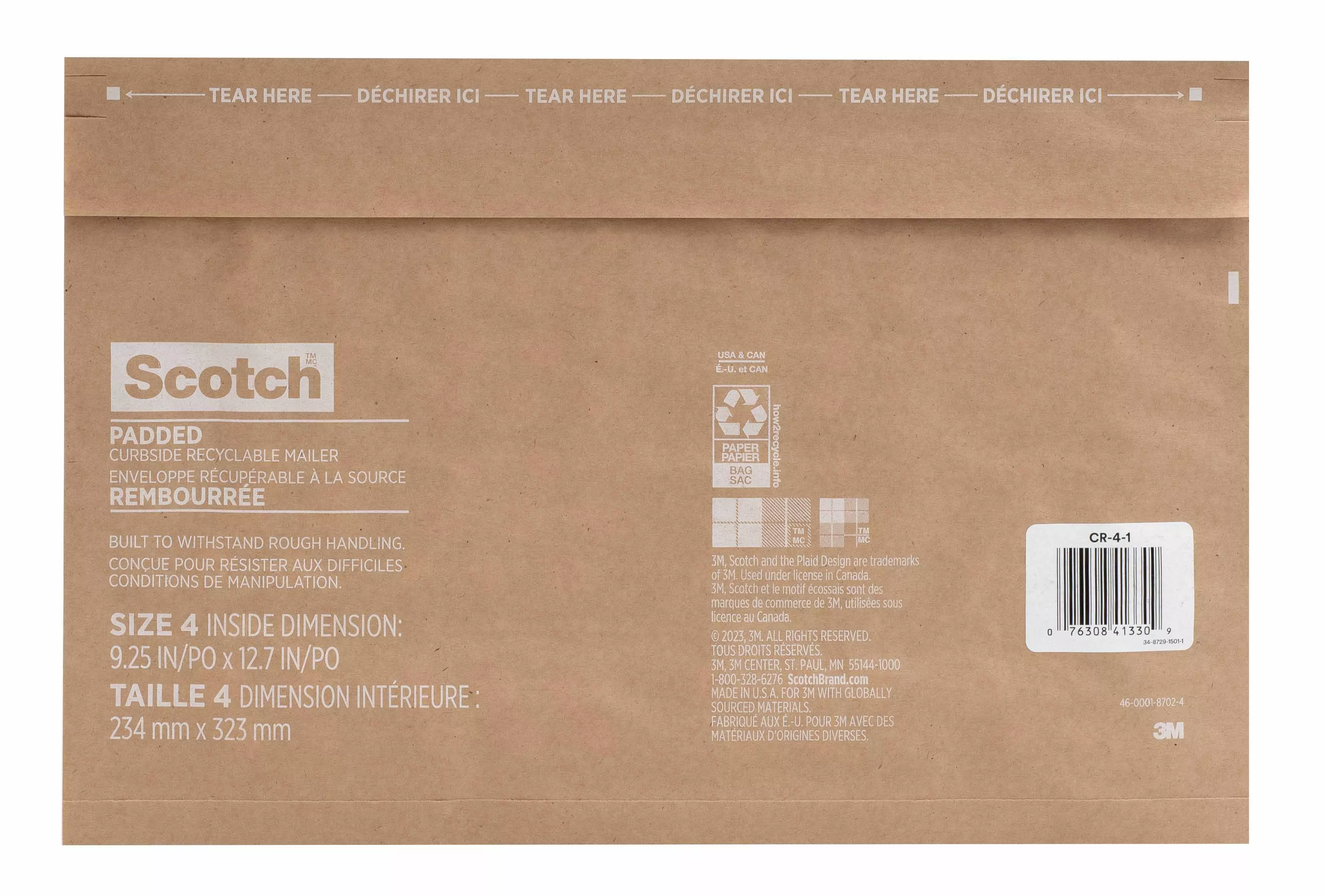 SKU 7100289164 | Scotch™ Curbside Recyclable Padded Mailer CR-4-1