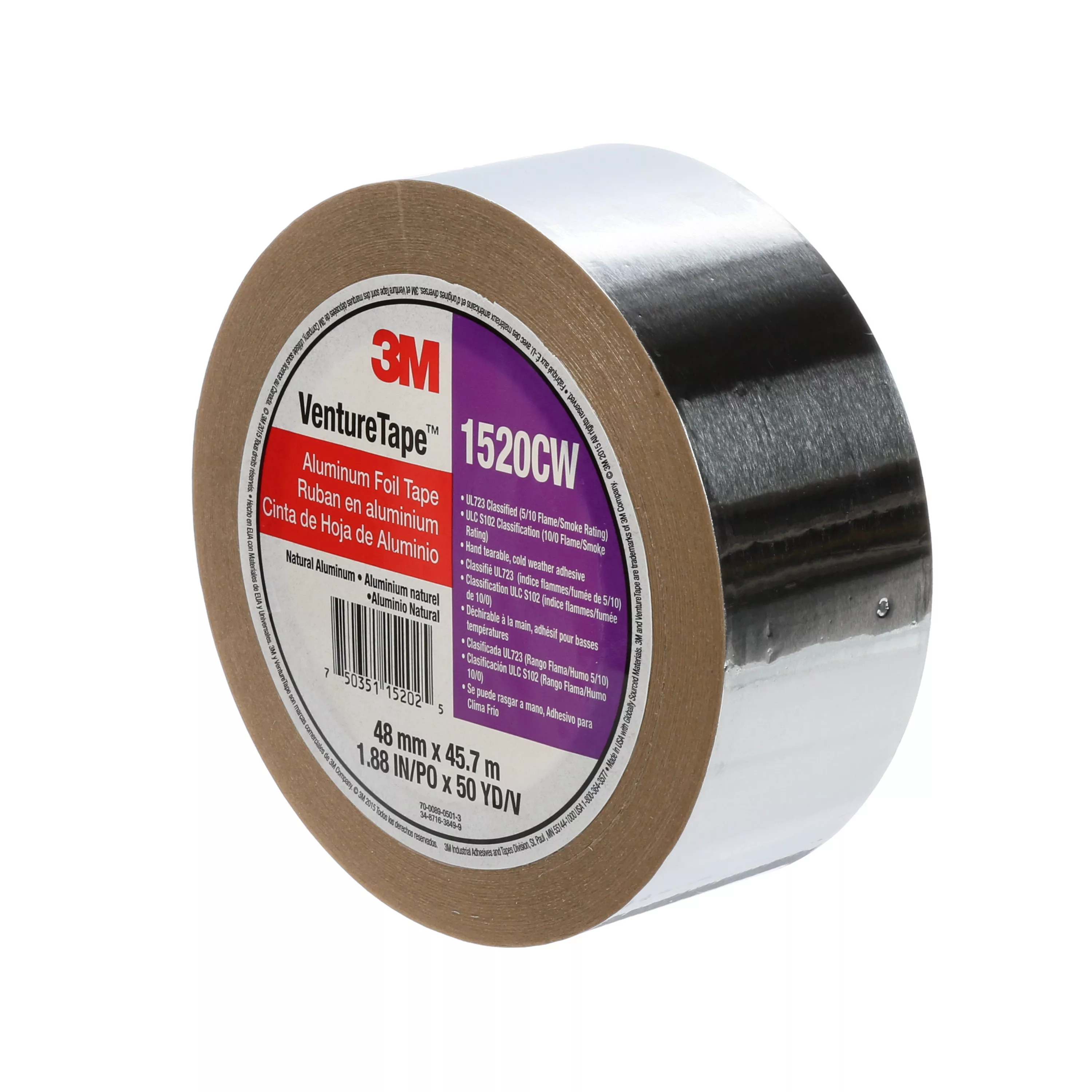 SKU 7100043715 | 3M™ Venture Tape™ Aluminum Foil Tape 1520CW