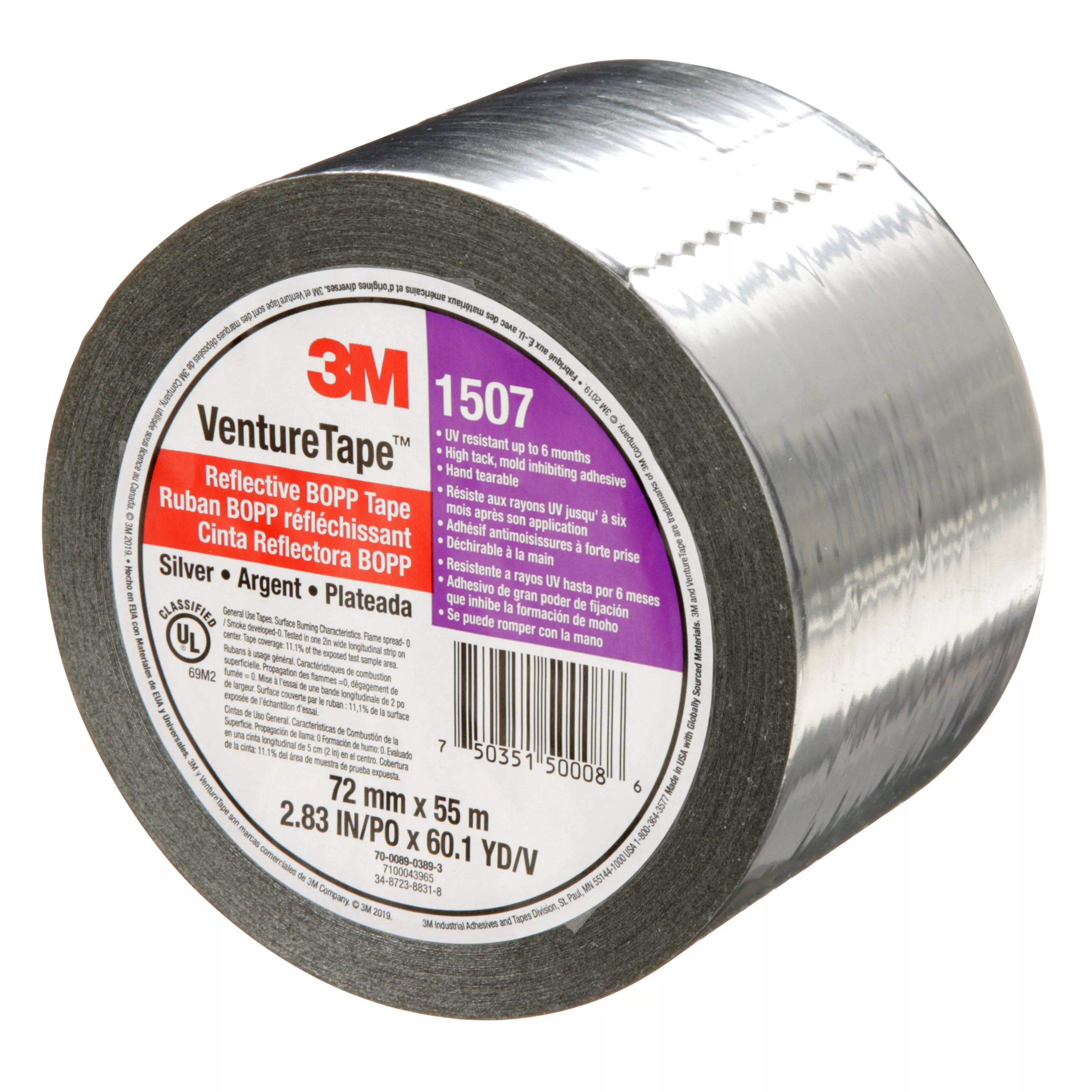 SKU 7100043965 | 3M™ Venture Tape™ Reflective BOPP Tape 1507