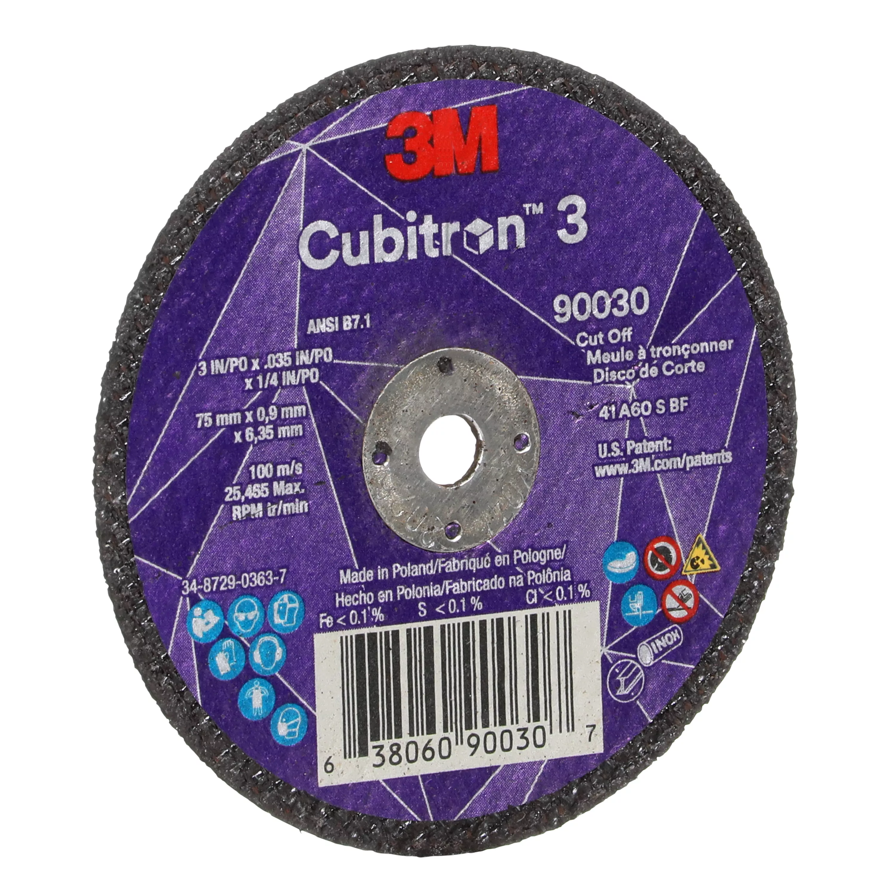 SKU 7100303860 | 3M™ Cubitron™ 3 Cut-Off Wheel