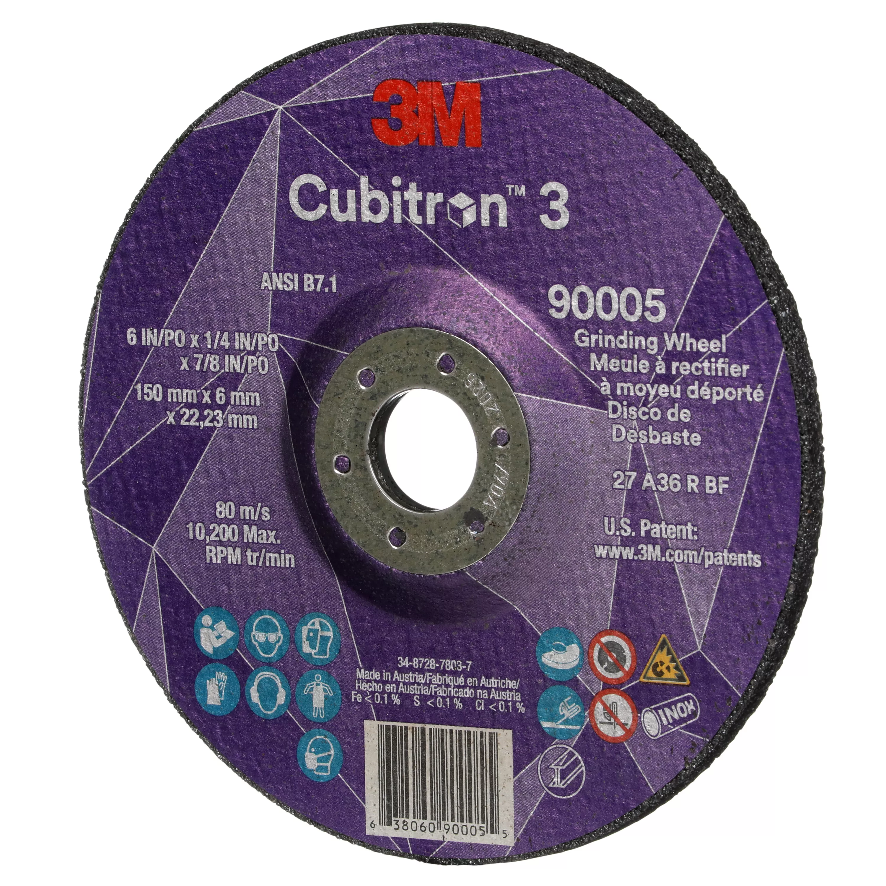 SKU 7100313193 | 3M™ Cubitron™ 3 Depressed Center Grinding Wheel