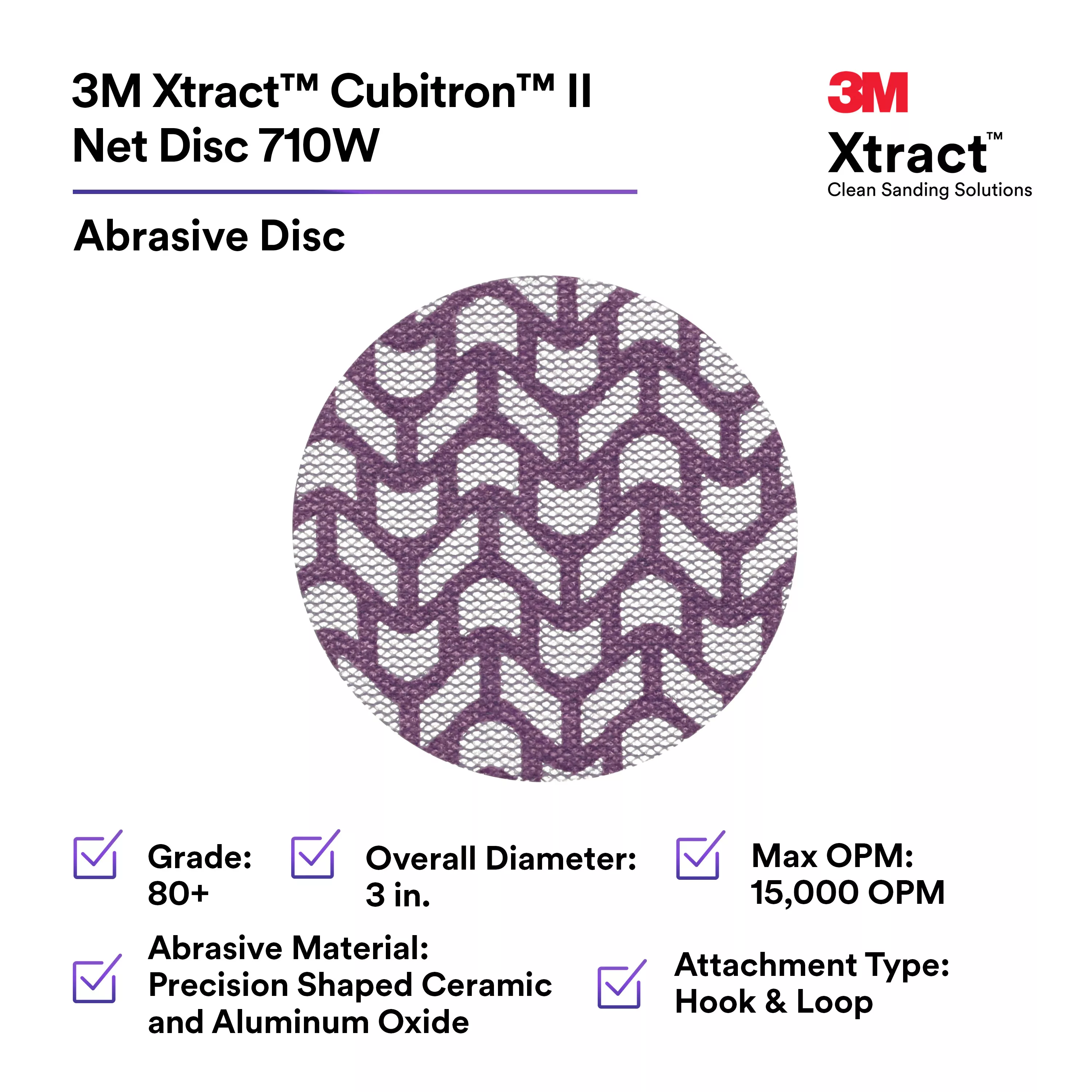 SKU 7100287538 | 3M Xtract™ Cubitron™ II Net Disc 710W