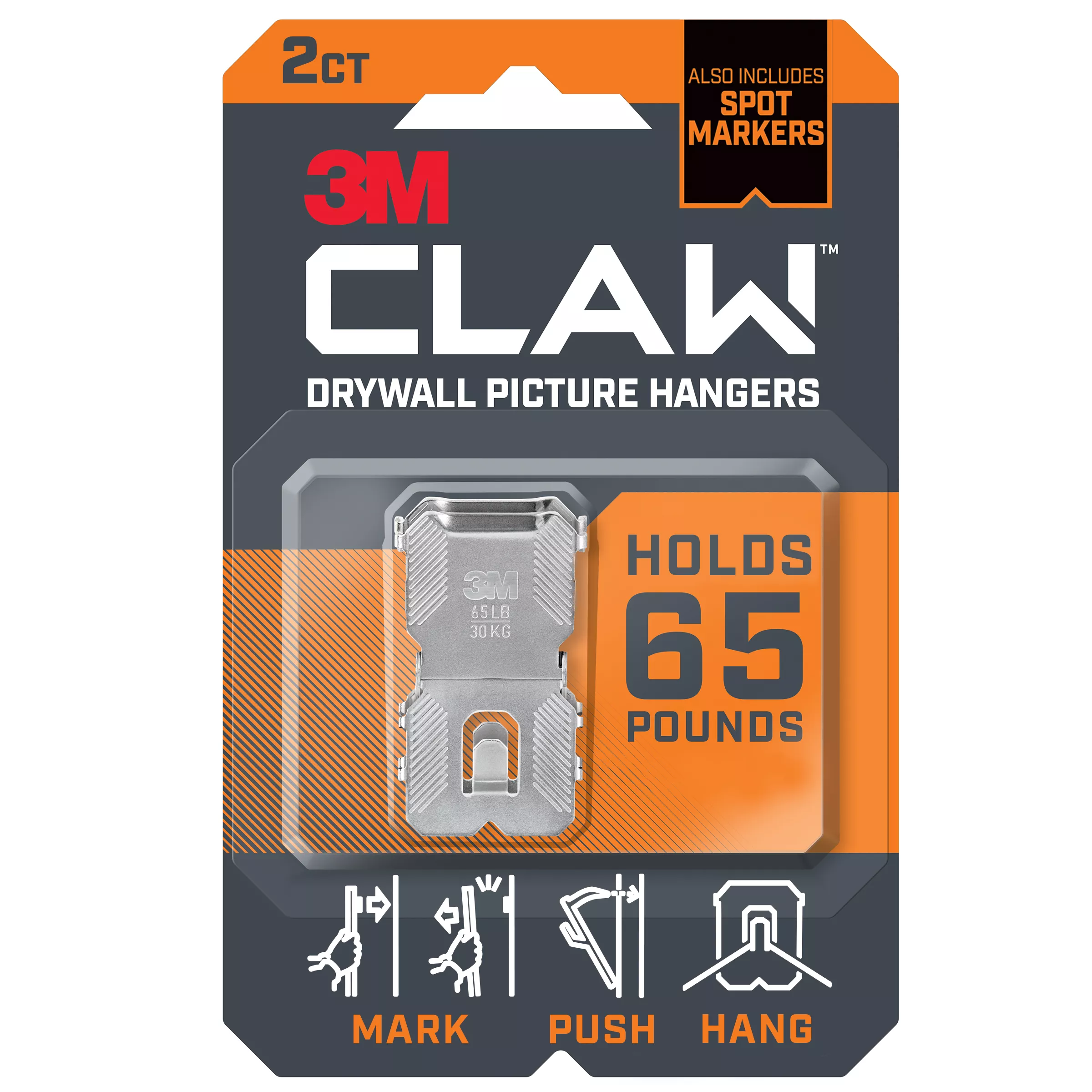 3M™ CLAW™ 65lb Drywall Picture Hangers with Spot Markers 3PH65M-2ES