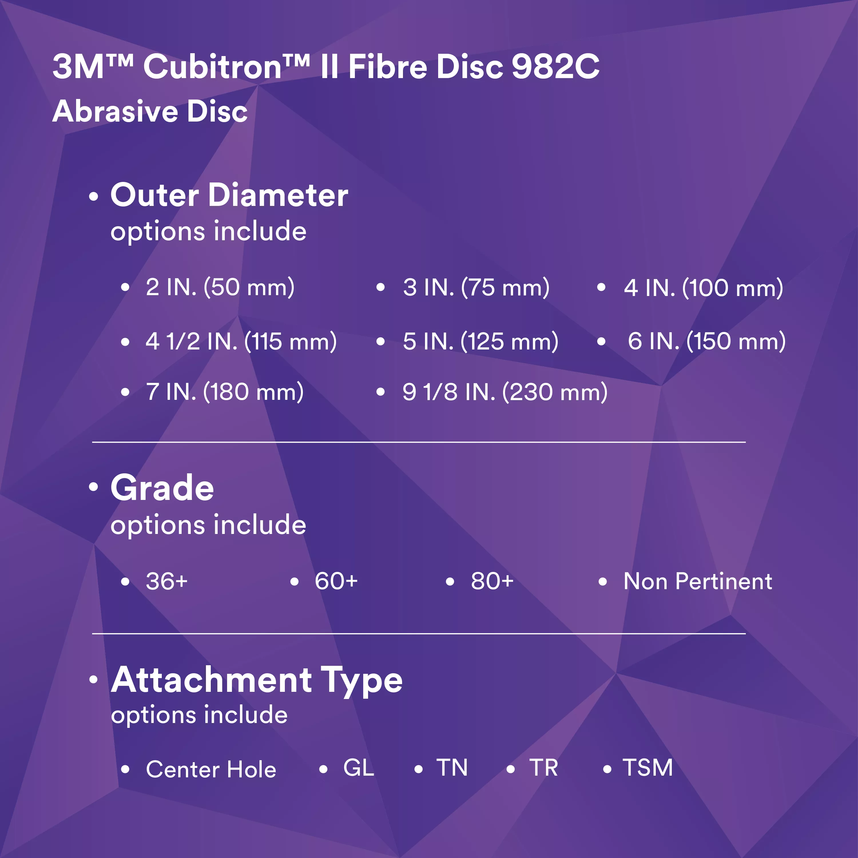 SKU 7010363648 | 3M™ Cubitron™ II Fibre Disc 982C