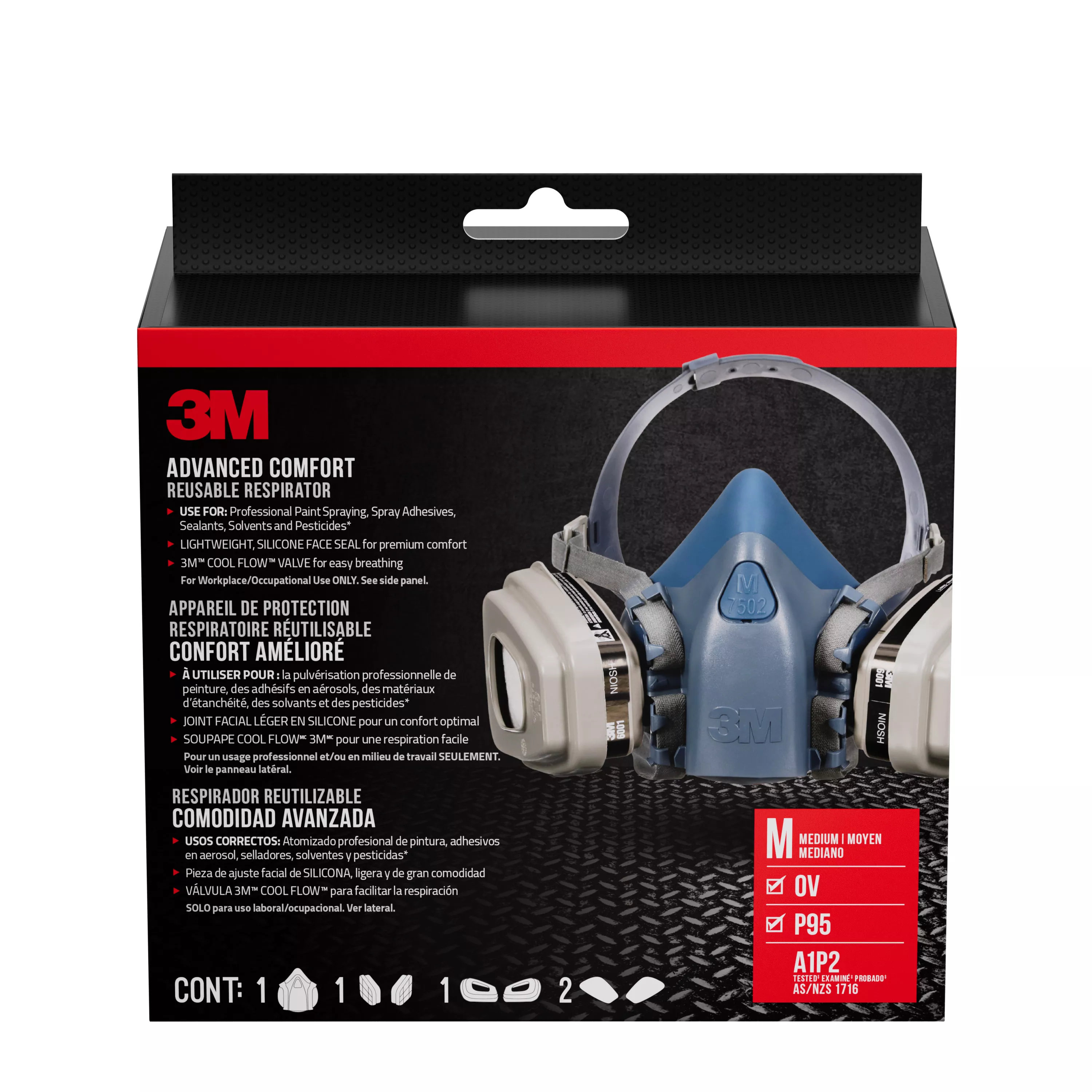 3M™ Professional Paint Respirator 7512PA1-A-PS, Medium, 1/pk, 4 pks/cs