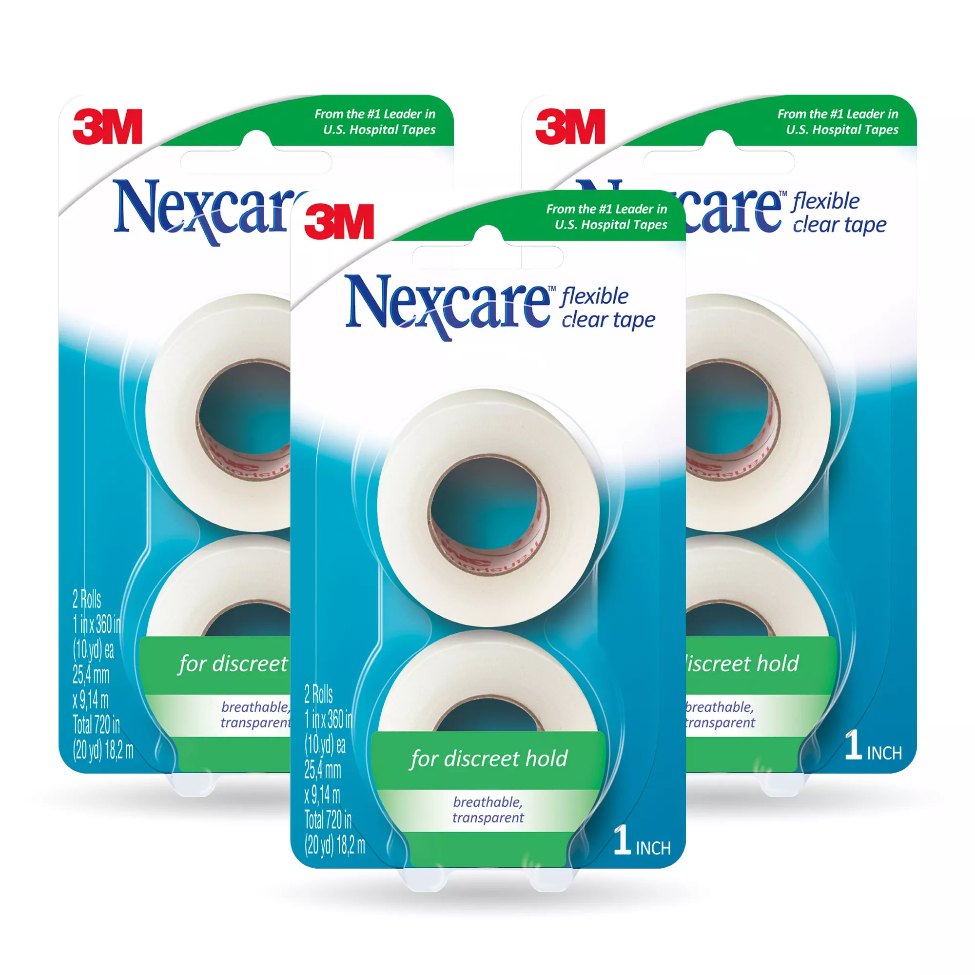 Nexcare™ Flexible Clear 771-6PK-SIOC, 1 in x 360 in 2 Pk (25.4 mm x 9.14 m)