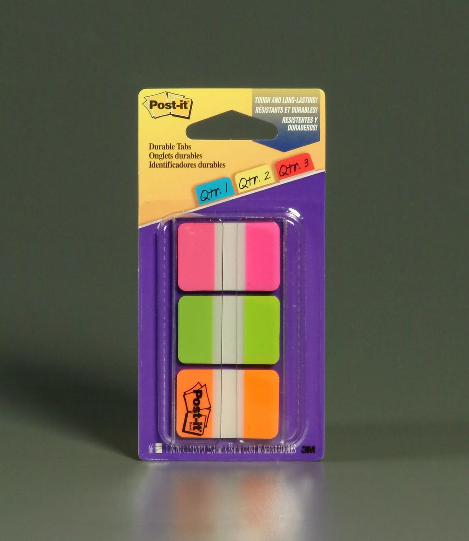 Post-it® Divider Tabs 686-PGOT, 1 in x 1.5 in (25,4 mm x 38,1 mm)