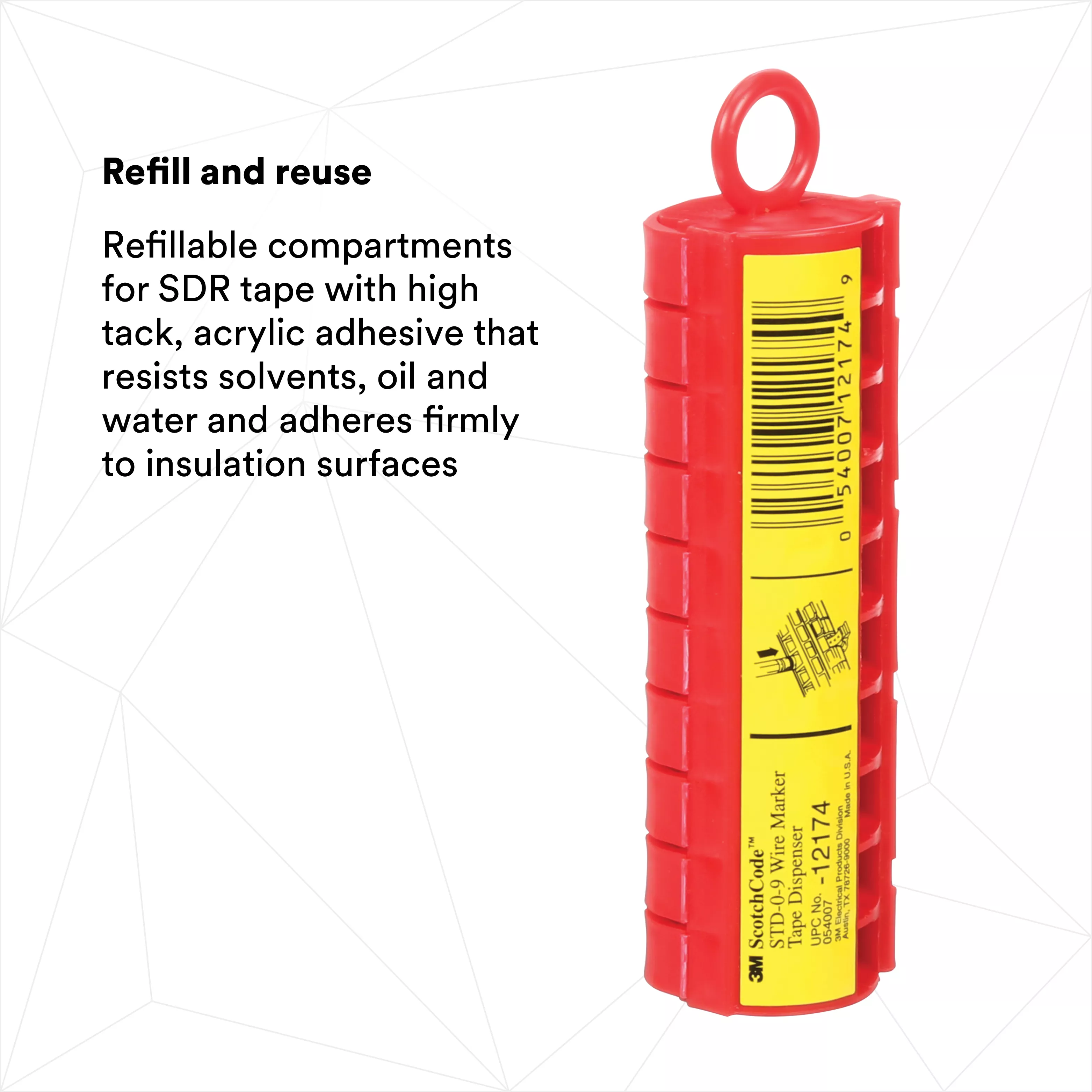 Product Number STD-0-9X | 3M™ ScotchCode™ Wire Marker Tape Dispenser with Tape STD-0-9X