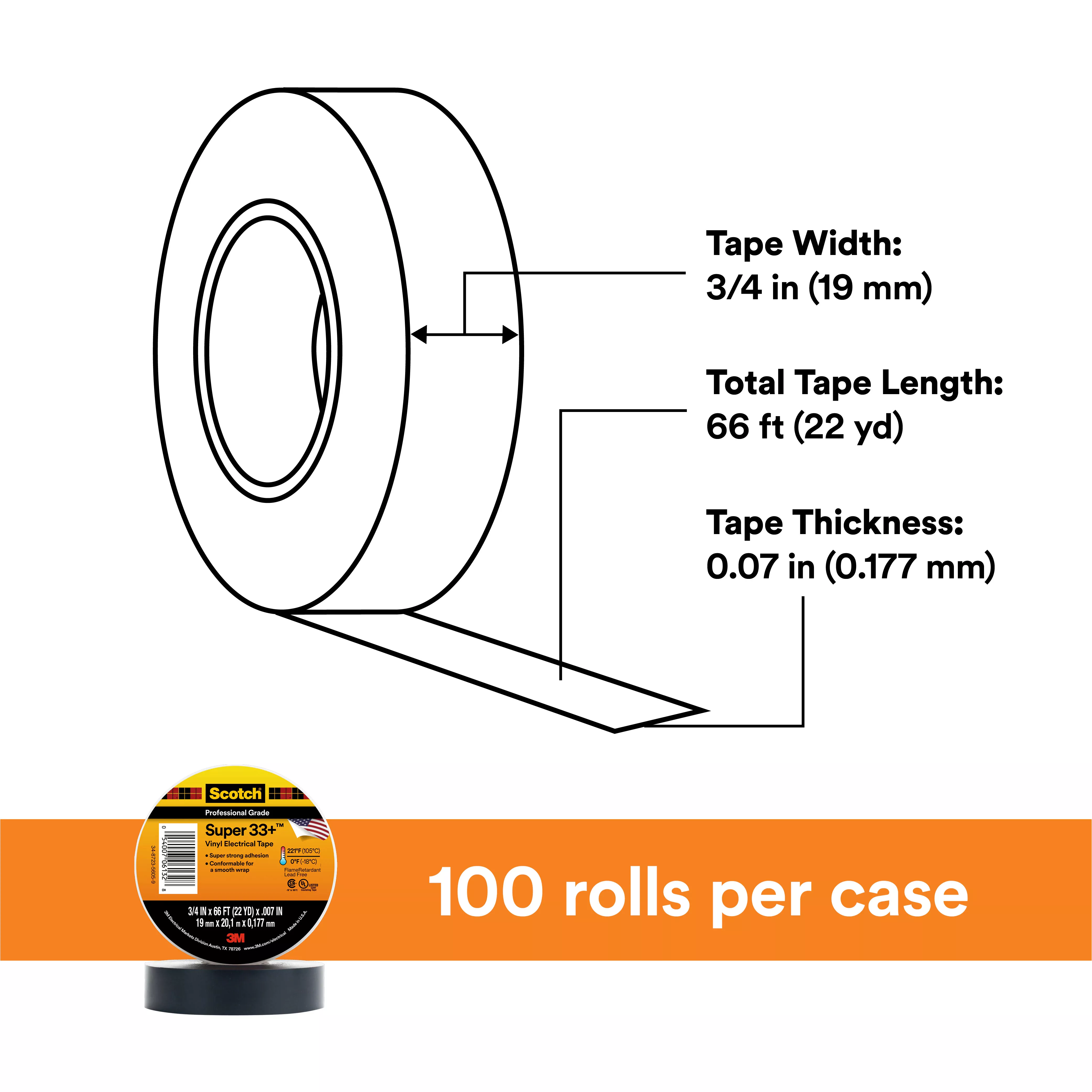 SKU 7010398370 | Scotch® Super 33+ Vinyl Electrical Tape