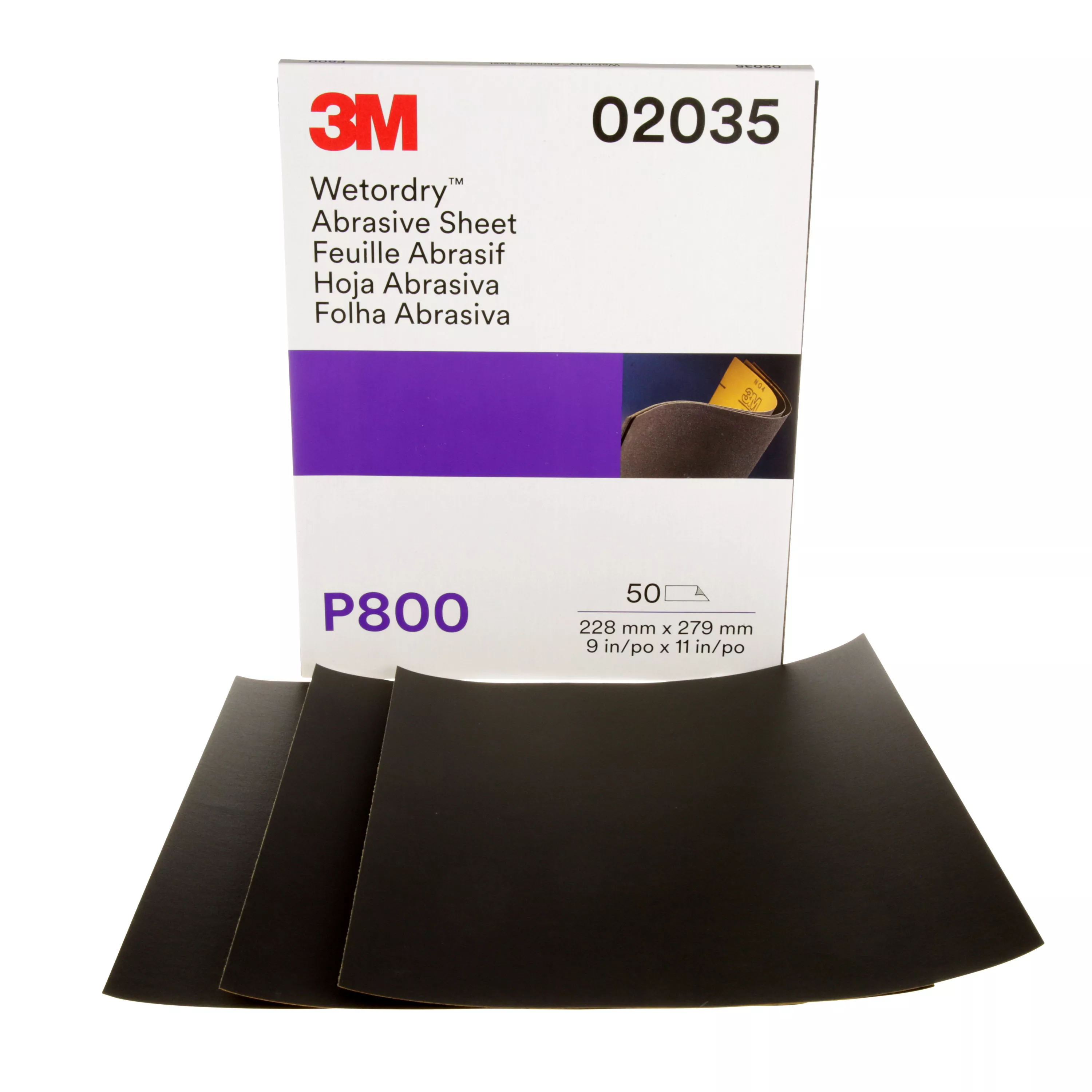 3M™ Wetordry™ Abrasive Sheet 213Q, 02035, P800, 9 in x 11 in, 50 sheets per carton, 5 cartons per case