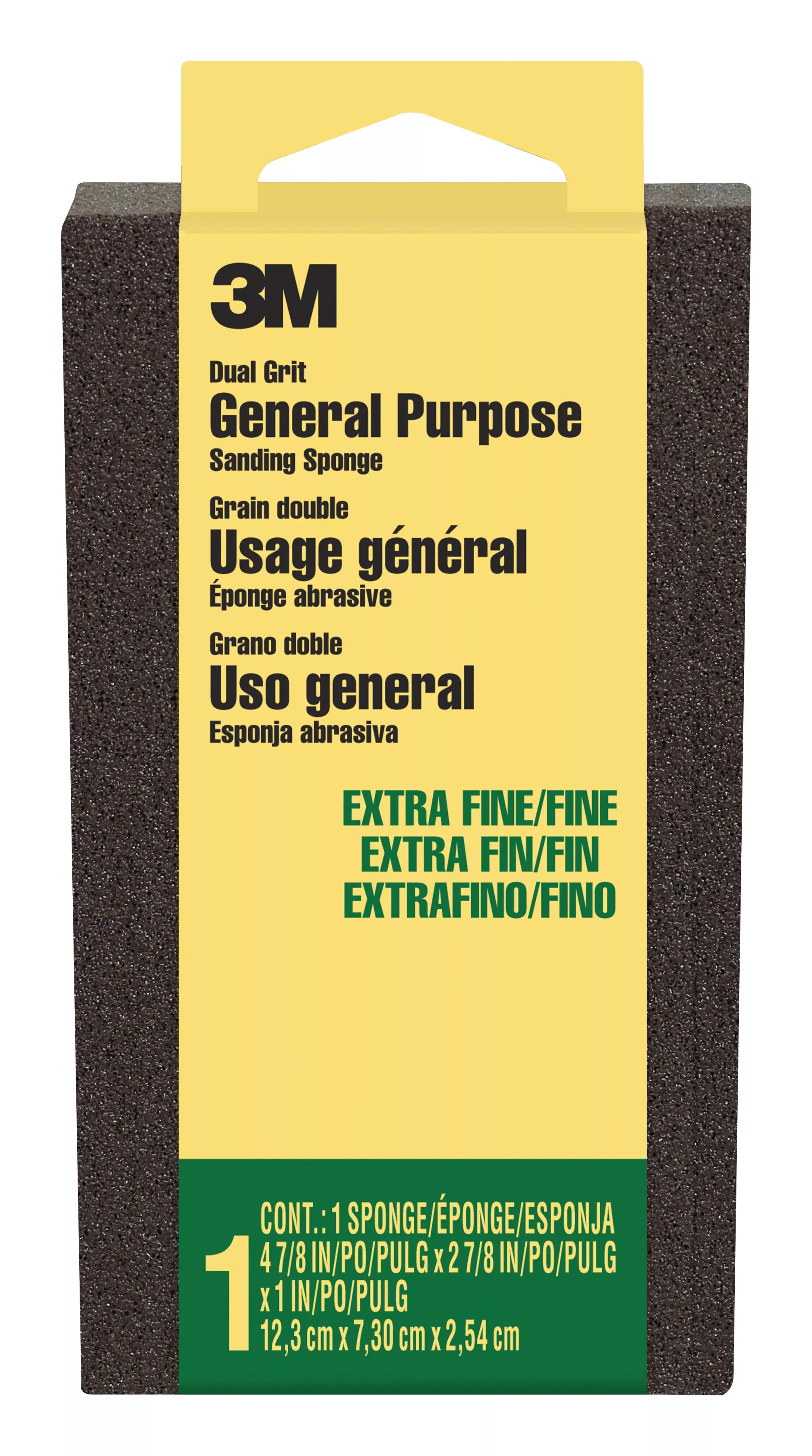 3M™ General Purpose Sanding Sponge DSXF-F-ESF-10, 2 7/8 in x 4 7/8 in x 1 in, Extra Fine/Fine, 10 ea/cs